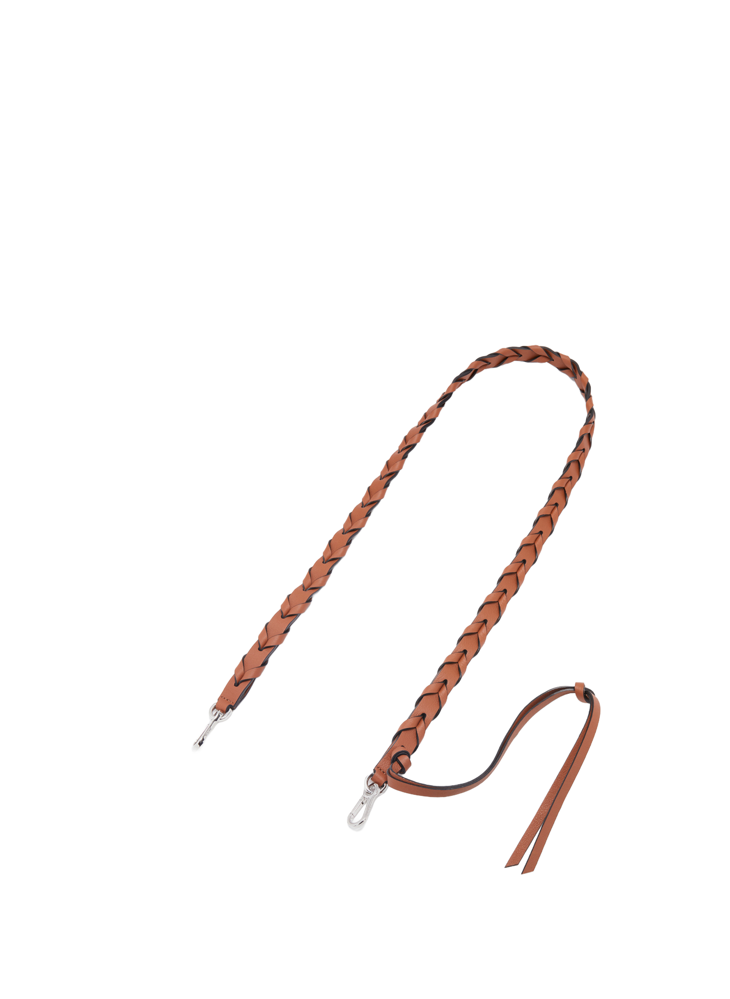 LOEWE Thin Braided Calf Leather Shoulder Strap Brown