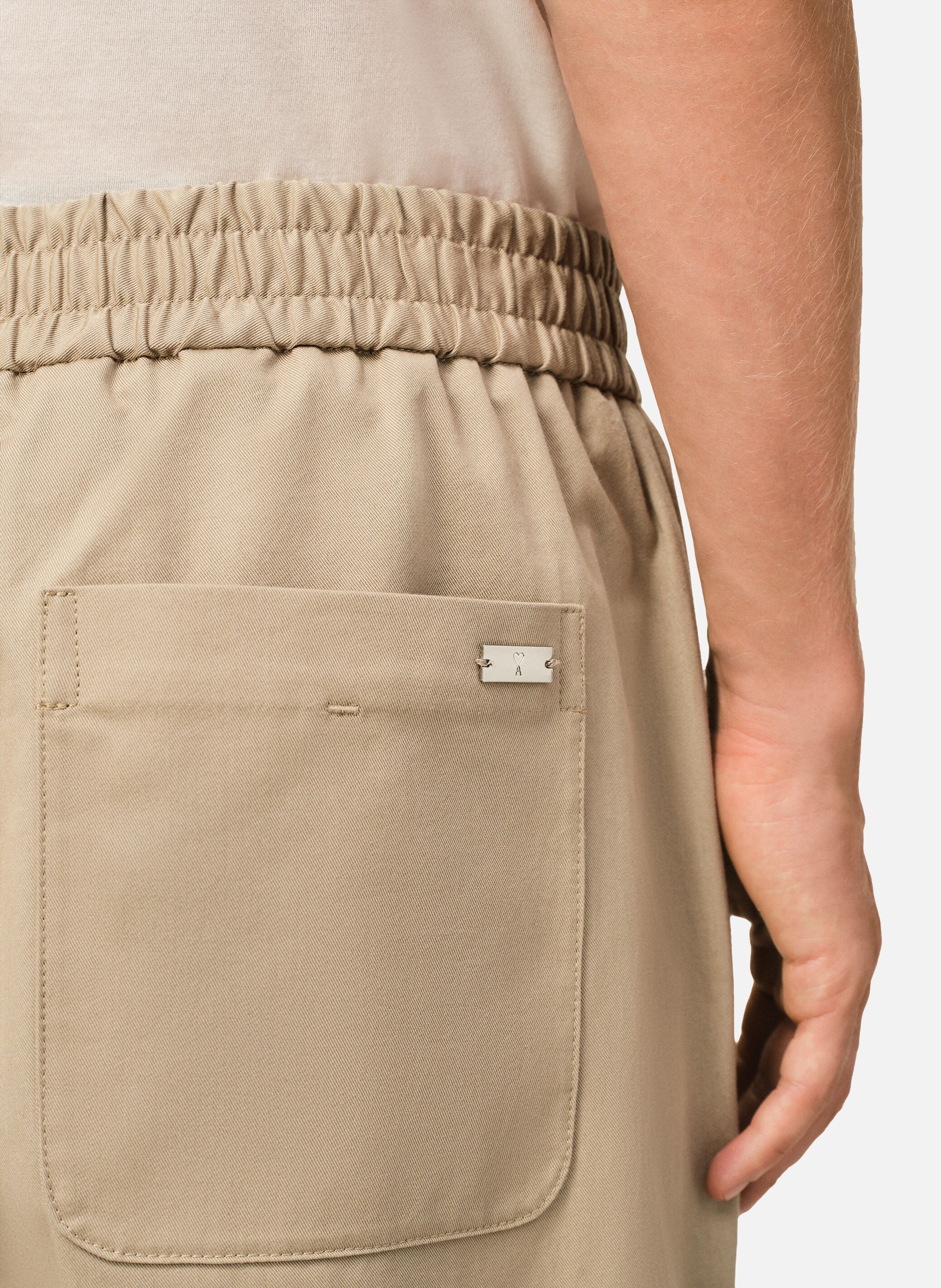Pantalon taille elastiquée en coton AMI PARIS Beige