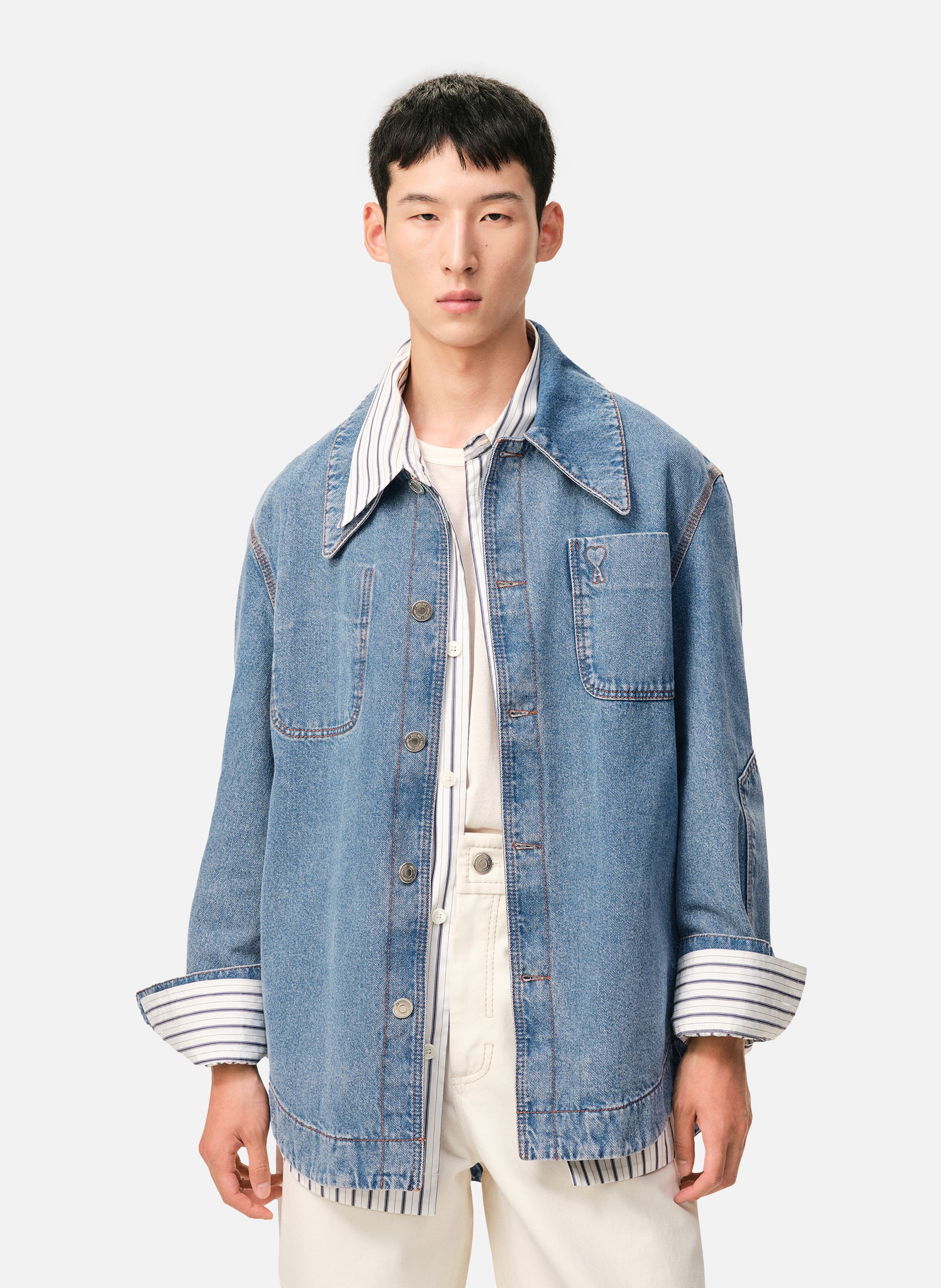 Surchemise worker ami de coeur unisexe en coton AMI PARIS Bleu