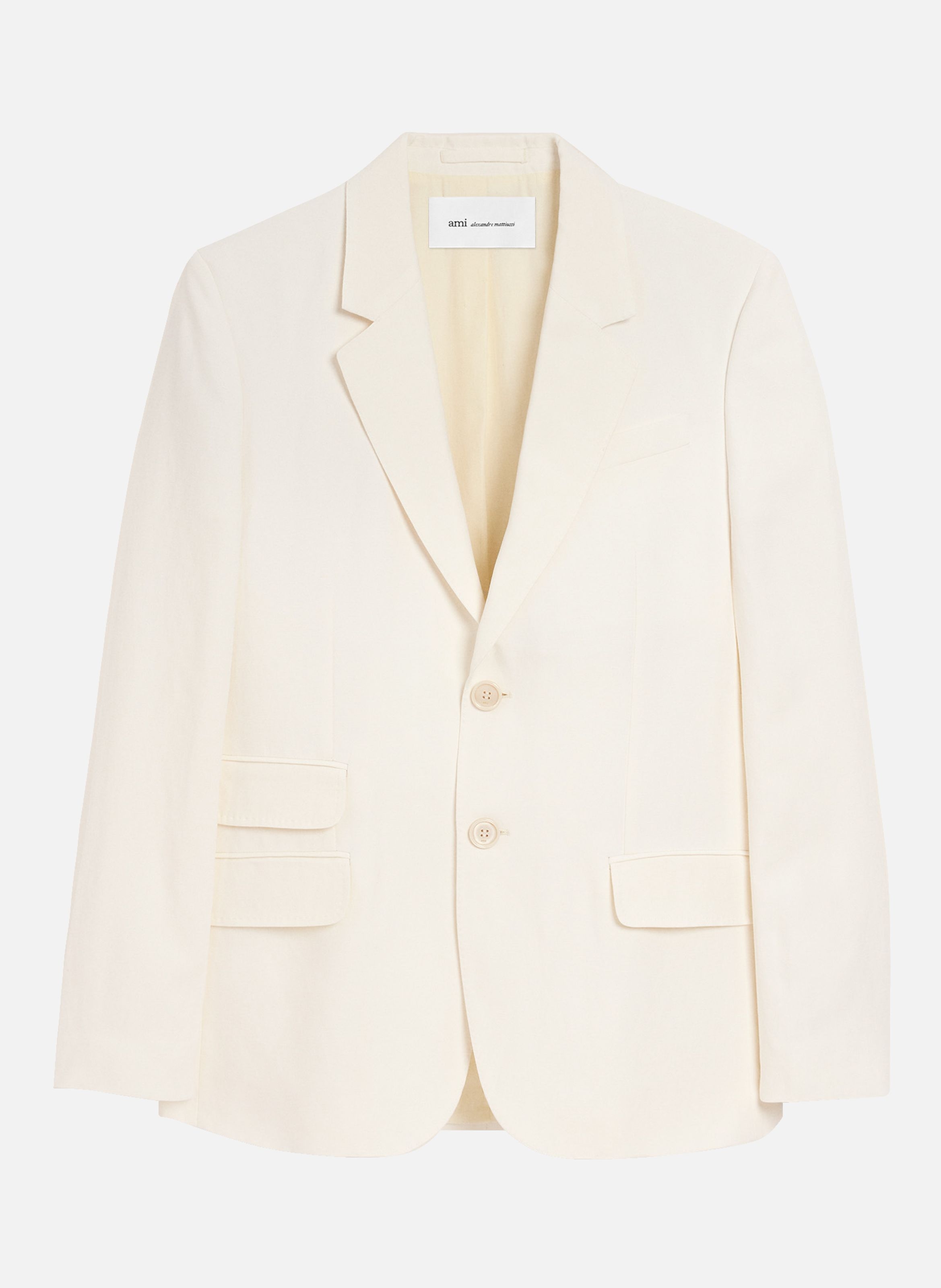 Veste droite simple boutonnage en lin mélangé AMI PARIS Blanc