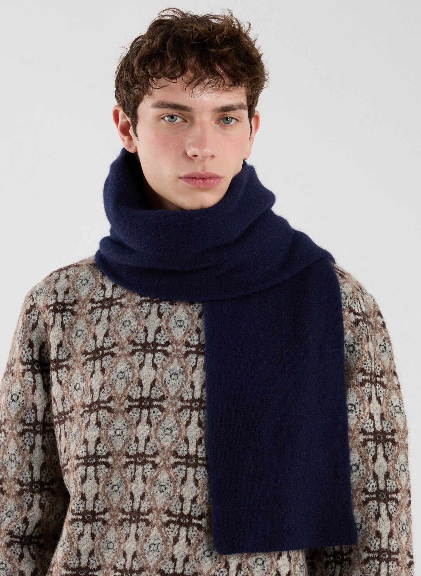 Echarpe en laine et angora MACKIE Bleu