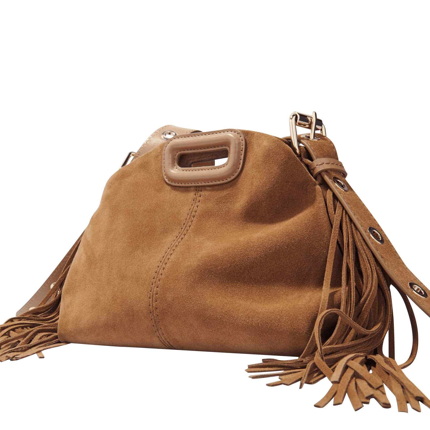 Sac bandoulière en cuir velours miss m mini MAJE Beige