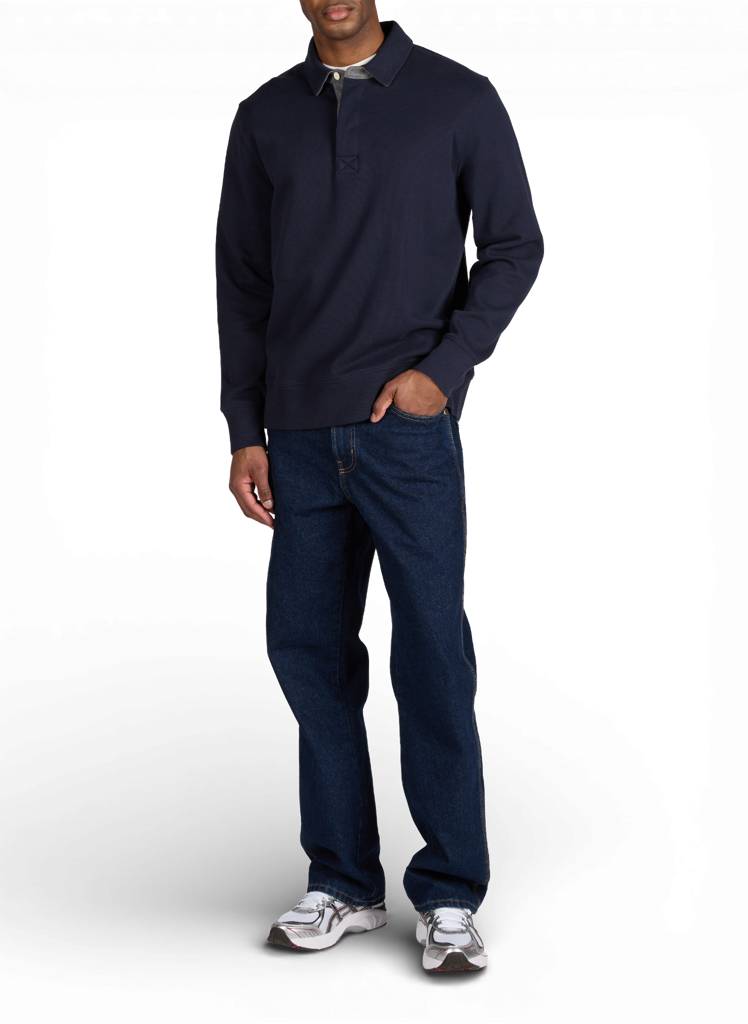 Long-sleeved cotton polo shirt GANT Blue