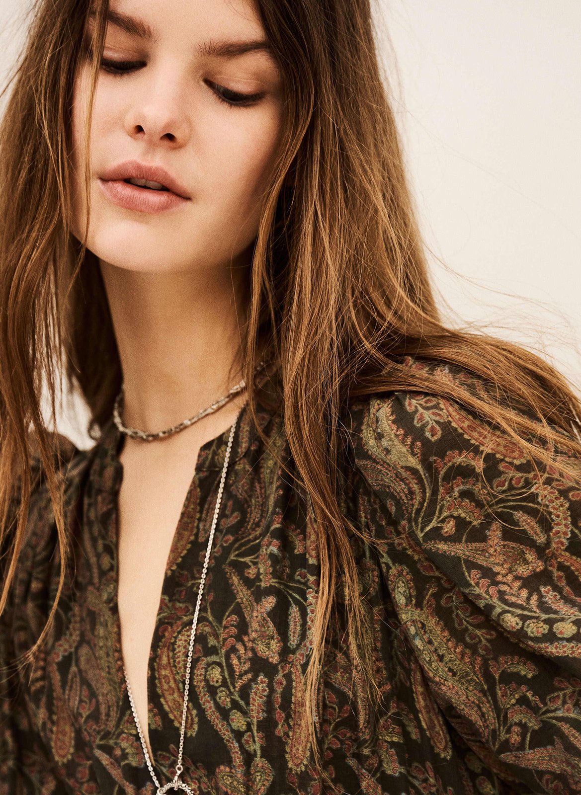 Robe longue col tunisien imprimée tanyssa BA&SH Kaki