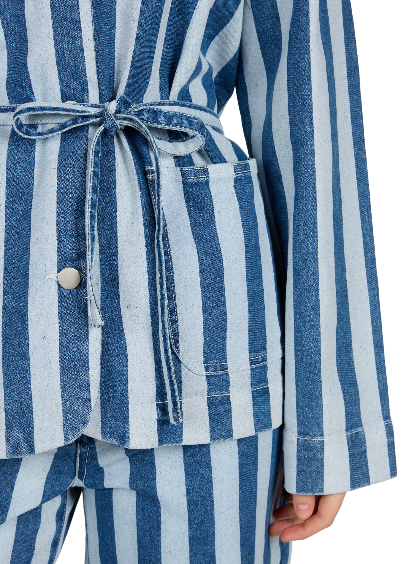 Striped denim jacket OBJECT Blue
