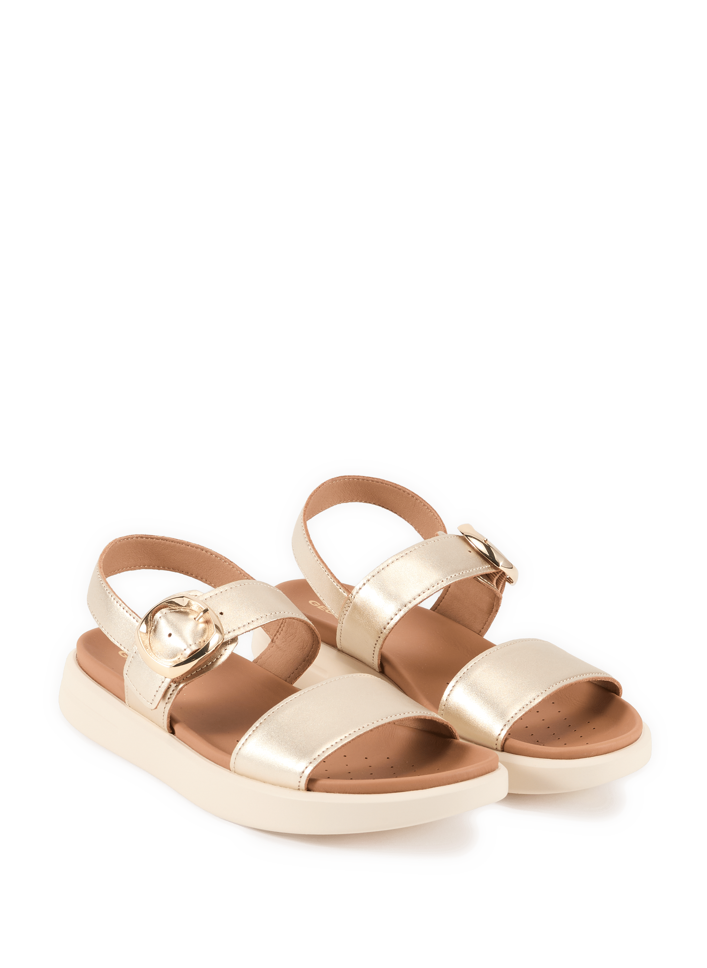Xand 2S flat leather sandals GEOX Golden