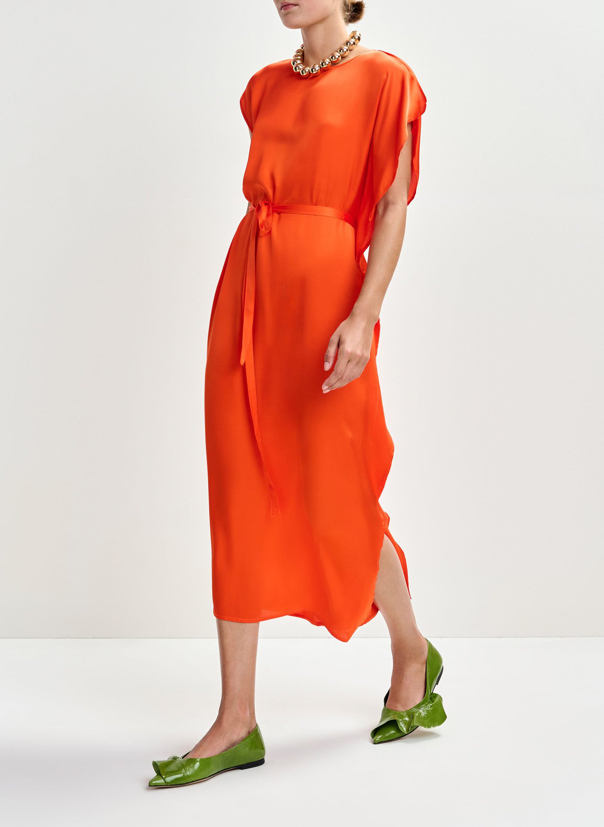 Robe midi col rond jaliyah ESSENTIEL ANTWERP Orange