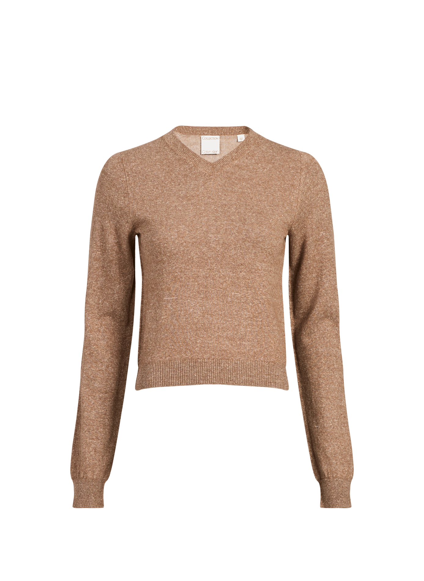 Pull ajusté en lin et coton Calvin Klein Collection Beige