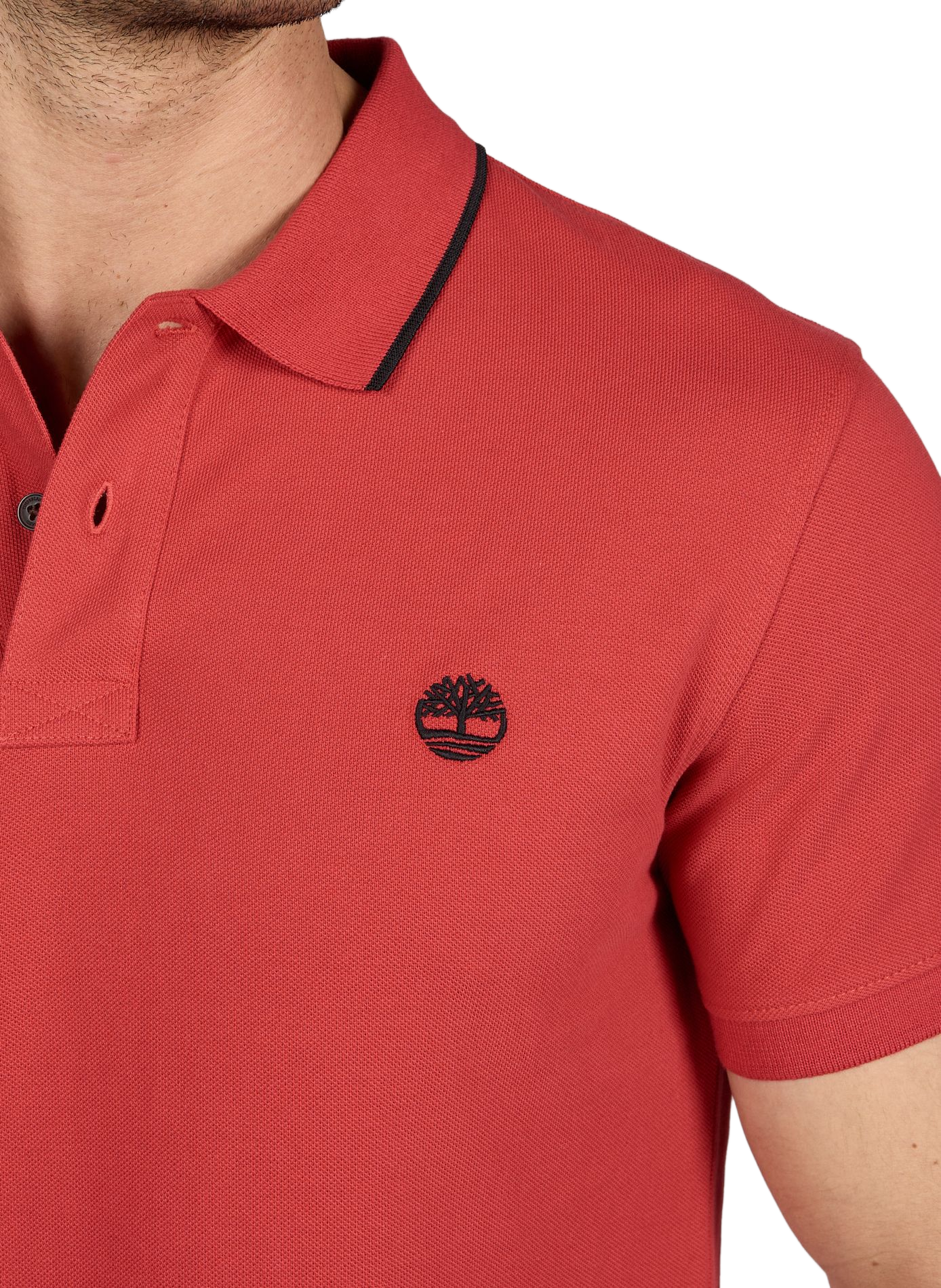 Solid short-sleeve straight fit polo TIMBERLAND Red