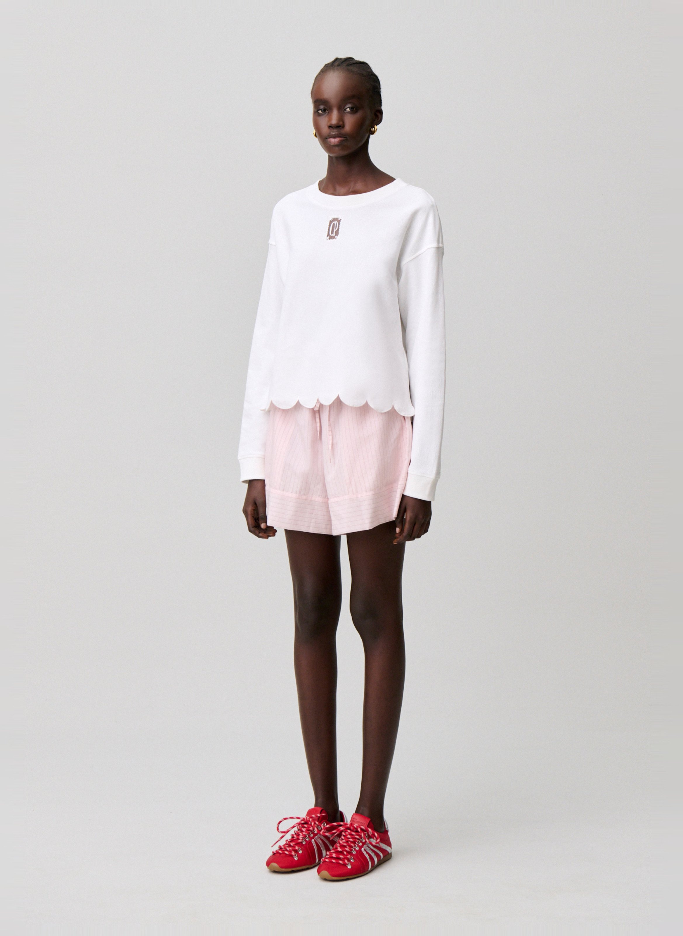 Sweatshirt en coton piqué CLAUDIE PIERLOT Beige