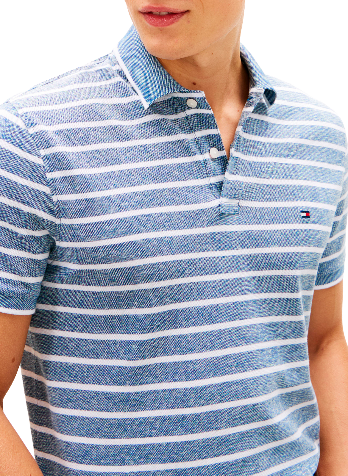 Polo en coton et lin TOMMY HILFIGER Bleu