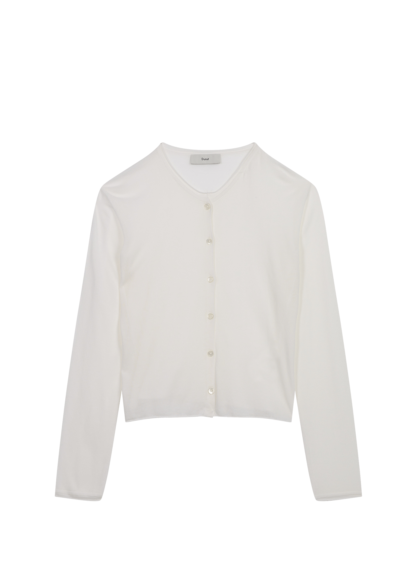 Transparent round-neck cardigan in blended cotton DUNST White