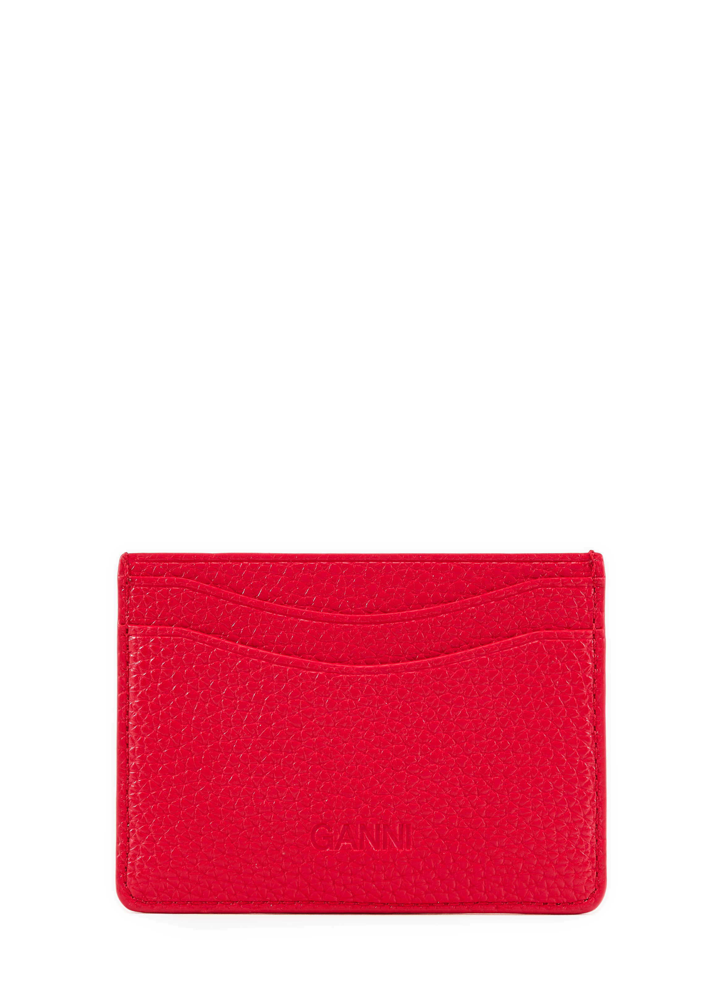 Grained logo card holder GANNI Red