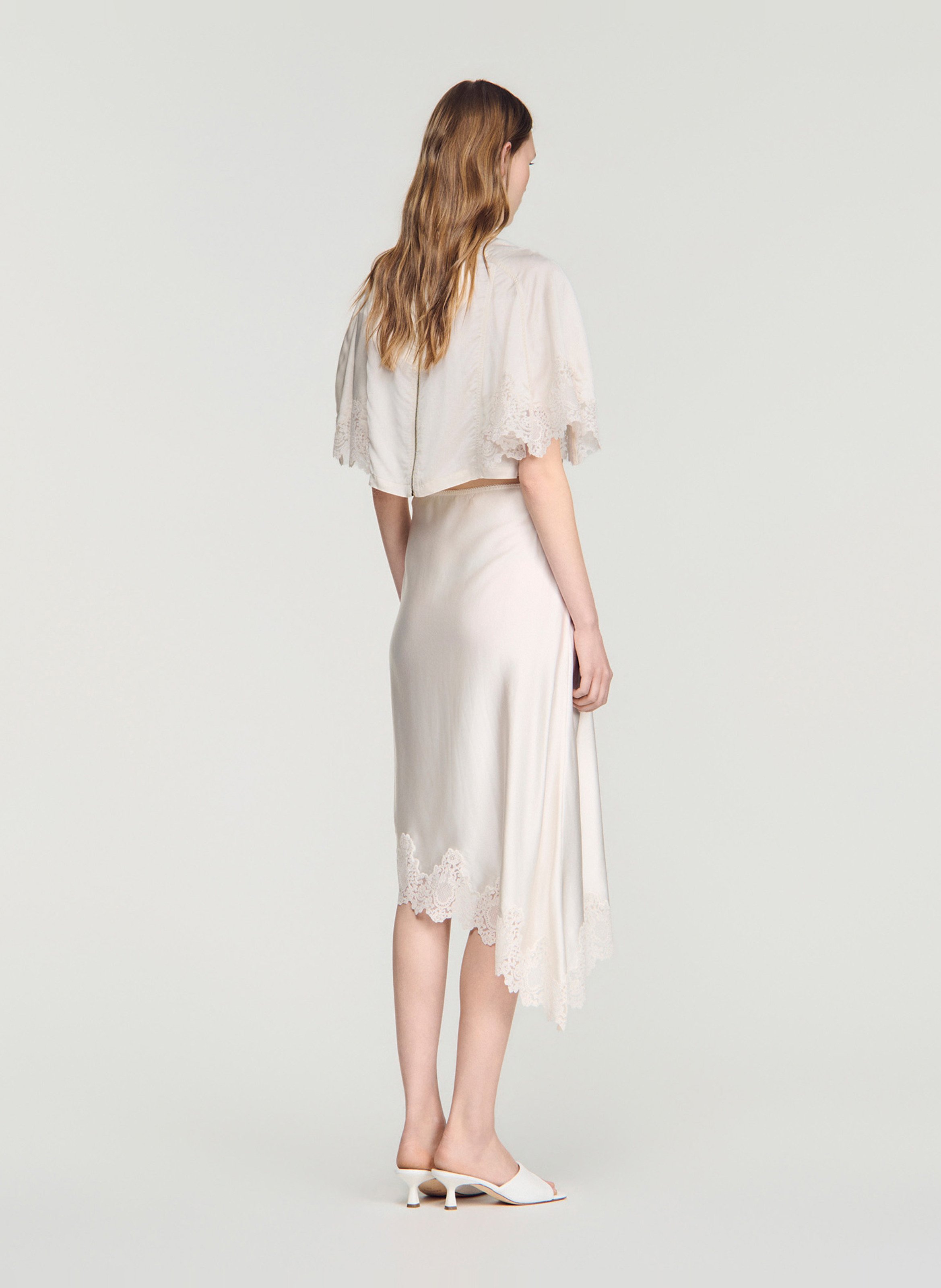 Jupe midi asymétrique SANDRO Beige