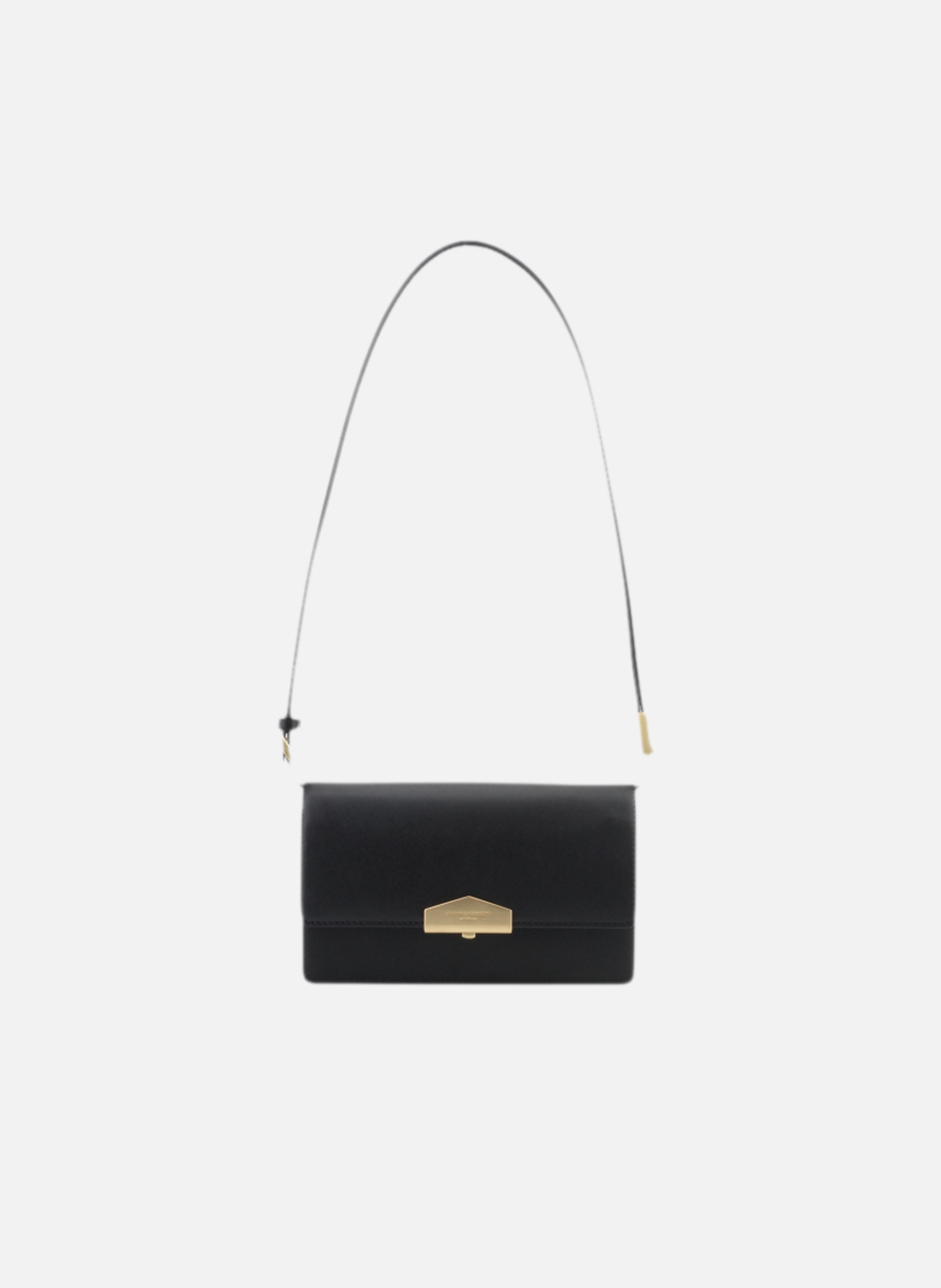 Anjou | sac porté épaule pm en cuir lisse  Noir