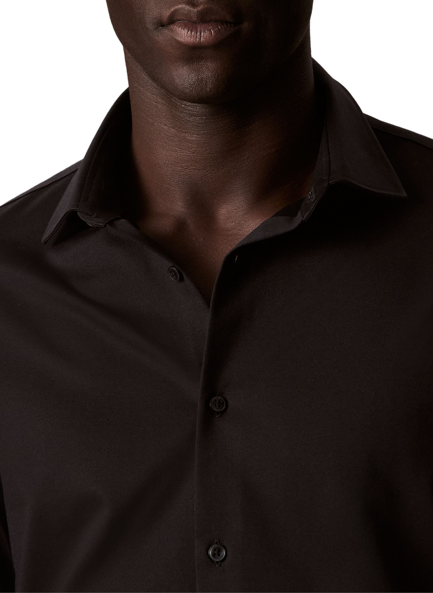 Solid slim fit shirt in blended cotton. CALVIN KLEIN Black