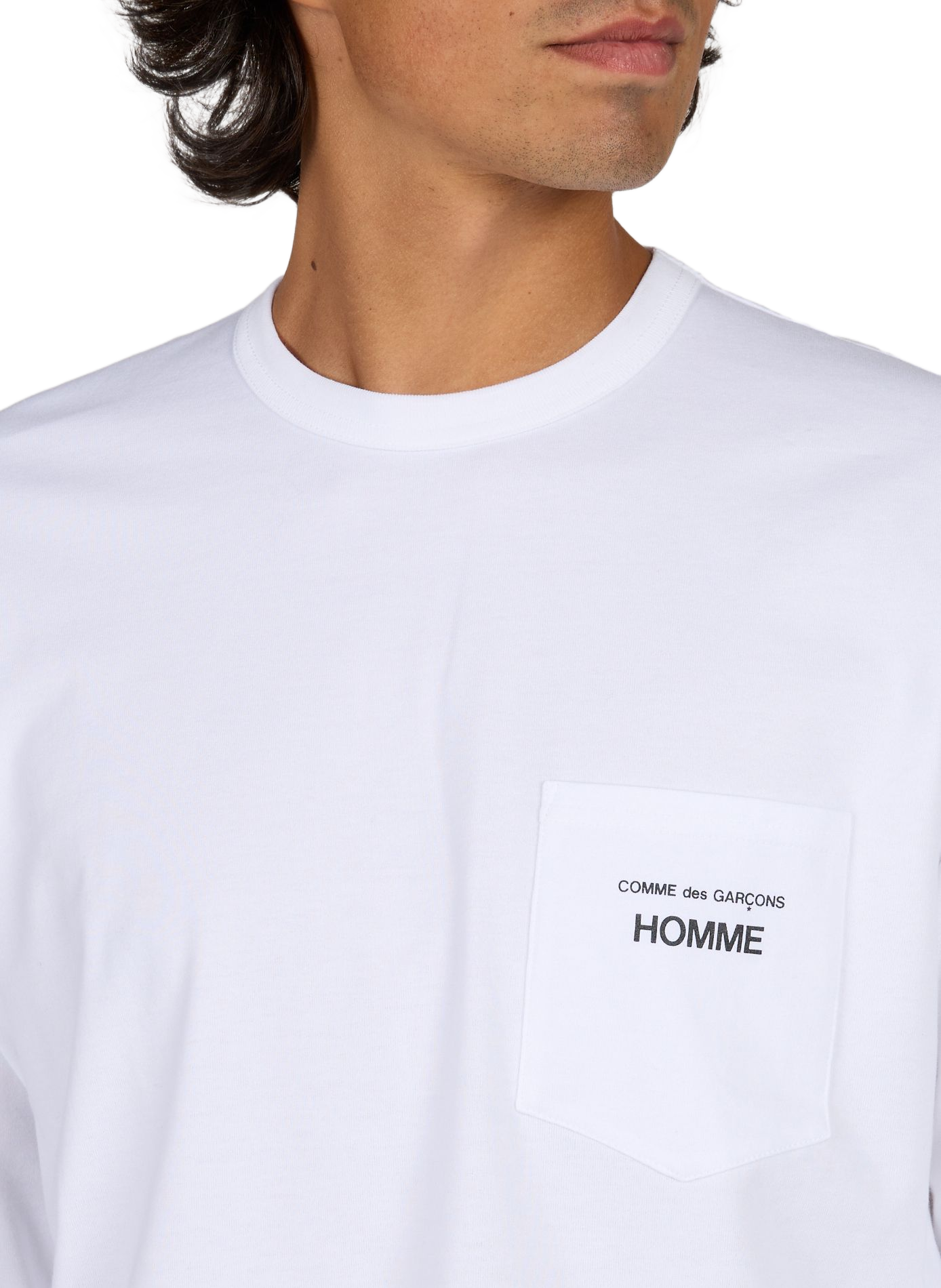 T-shirt manches longues à logo en coton COMME DES GARCONS HOMME Blanc