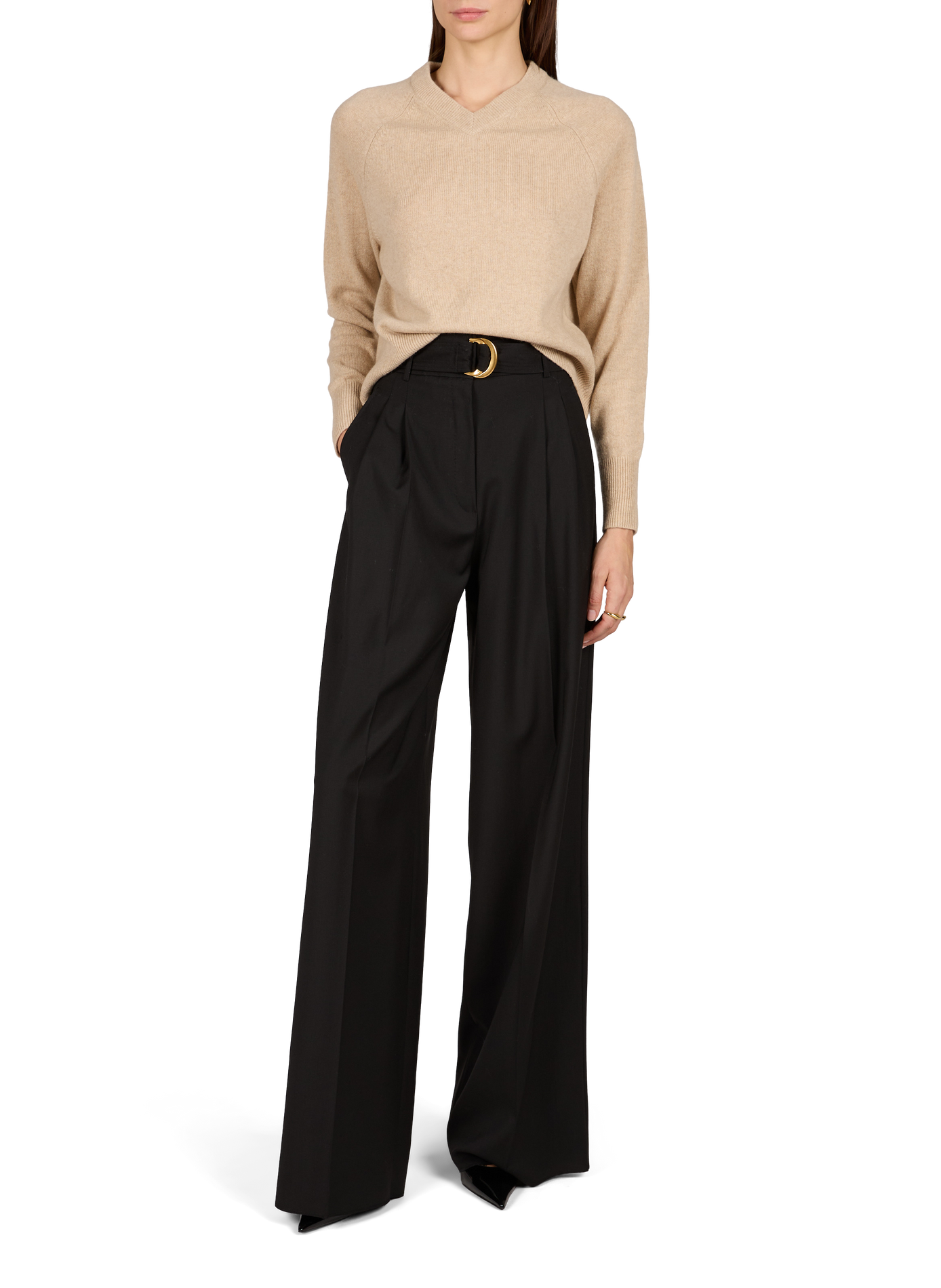 Oversized V-neck cashmere sweater MAX MARA WEEK END Beige