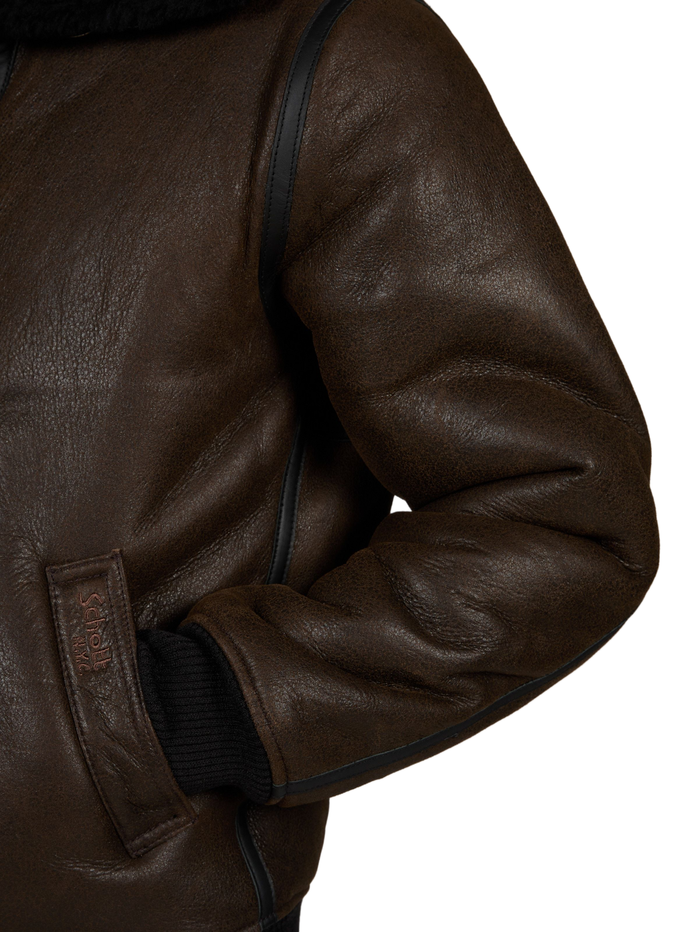 Gerader Blouson mit klassischem Kragen aus Schaffell SCHOTT Braun