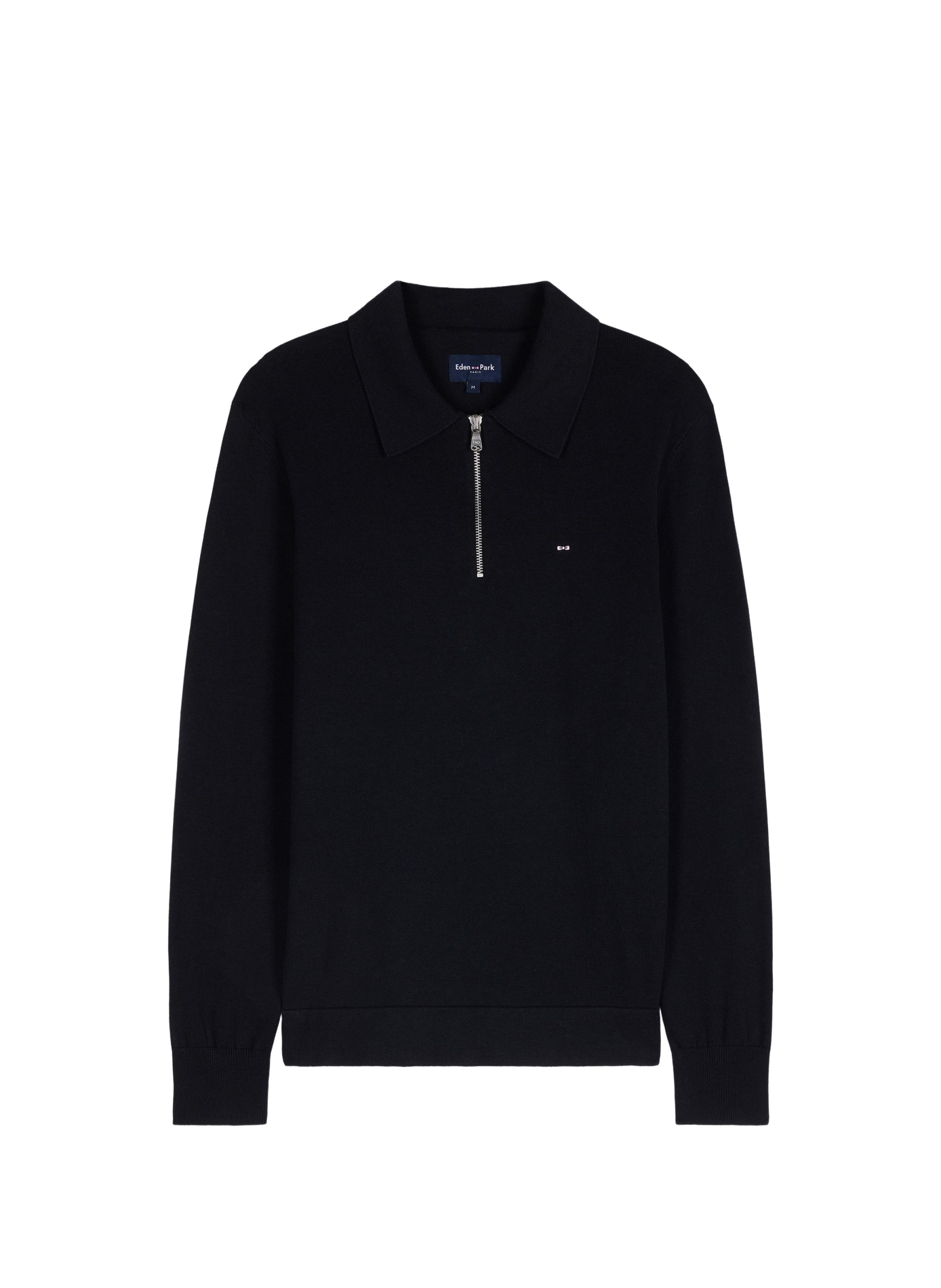 Pull col classique en coton mélangé EDEN PARK Zwart