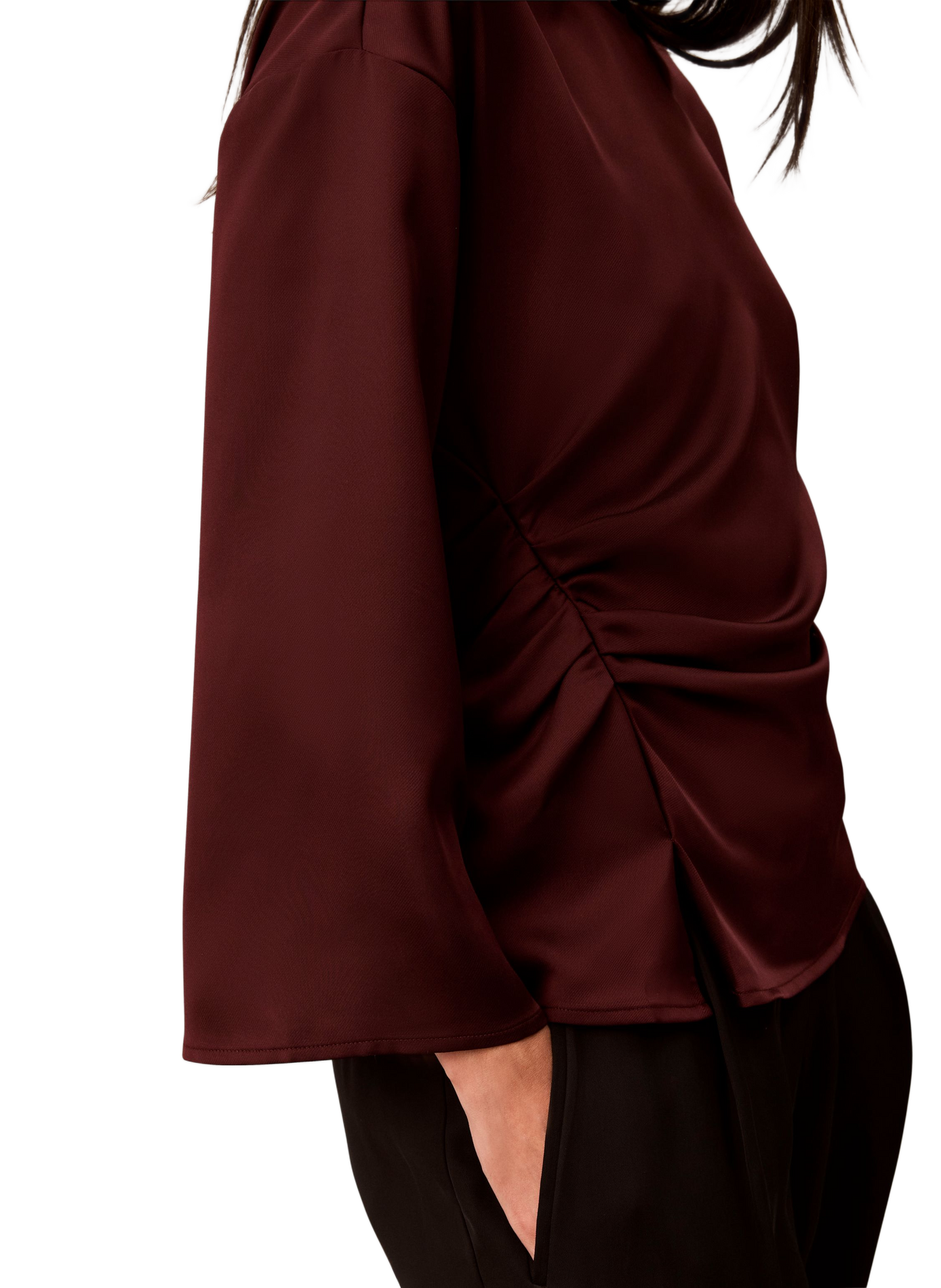 Fitted satin crew-neck top CALVIN KLEIN Red