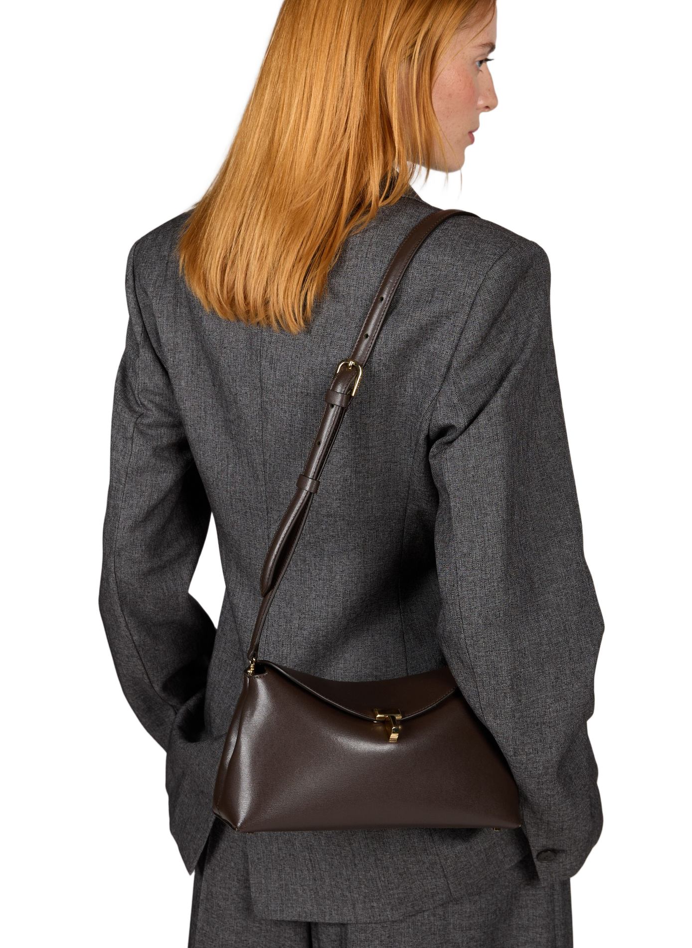Sac porté épaule T-Lock en cuir TOTEME Marron