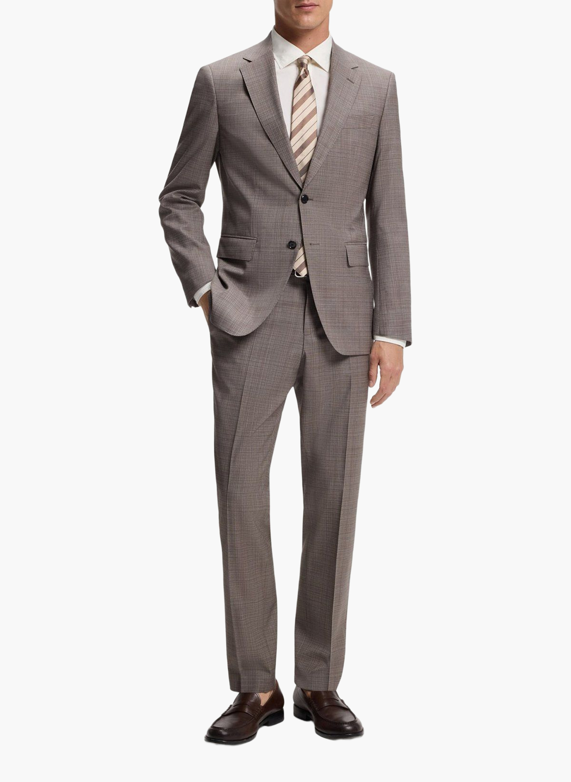 Chemise en coton col classique BOSS Beige