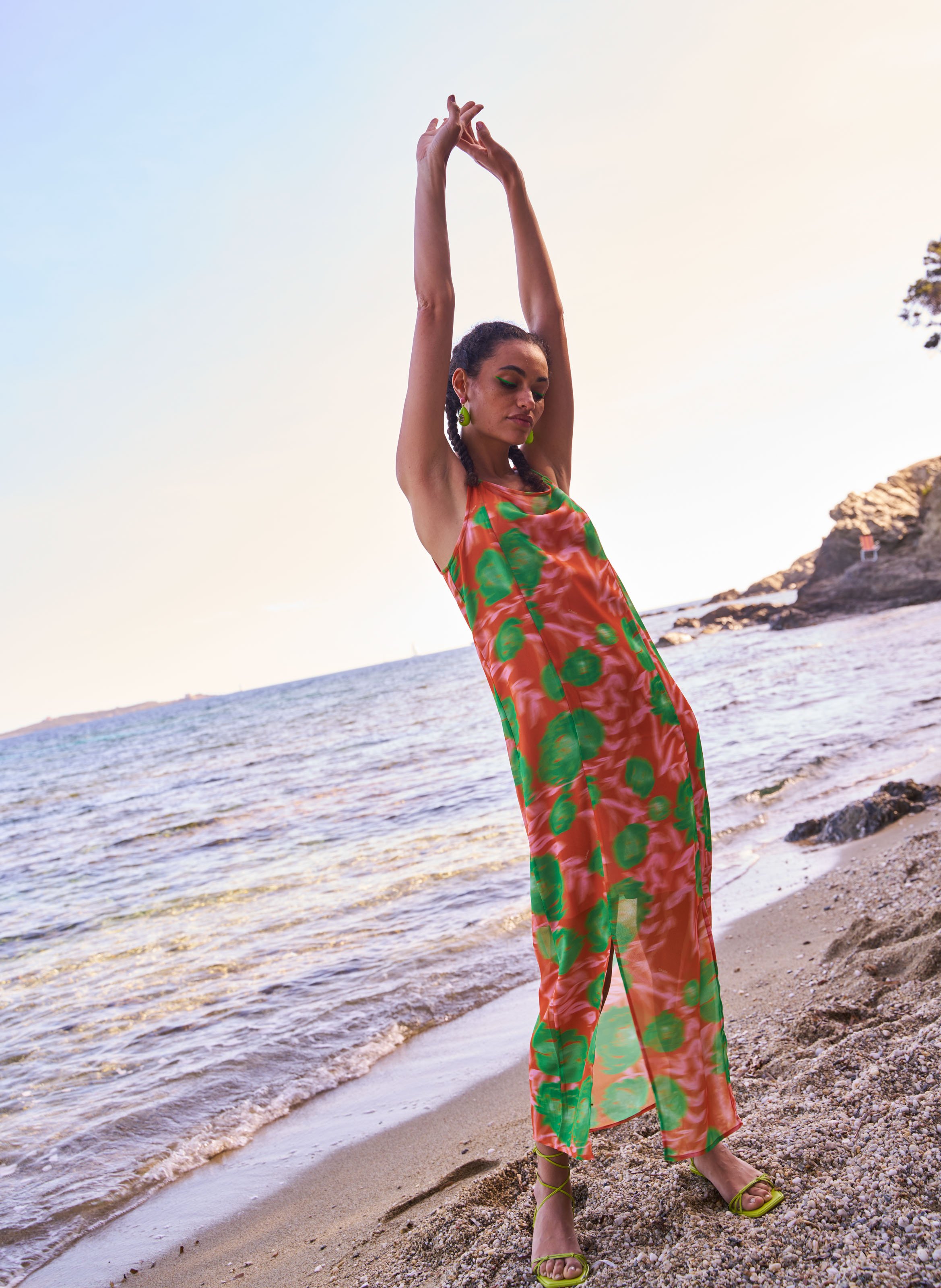 Robe longue imprimé GANNI Orange