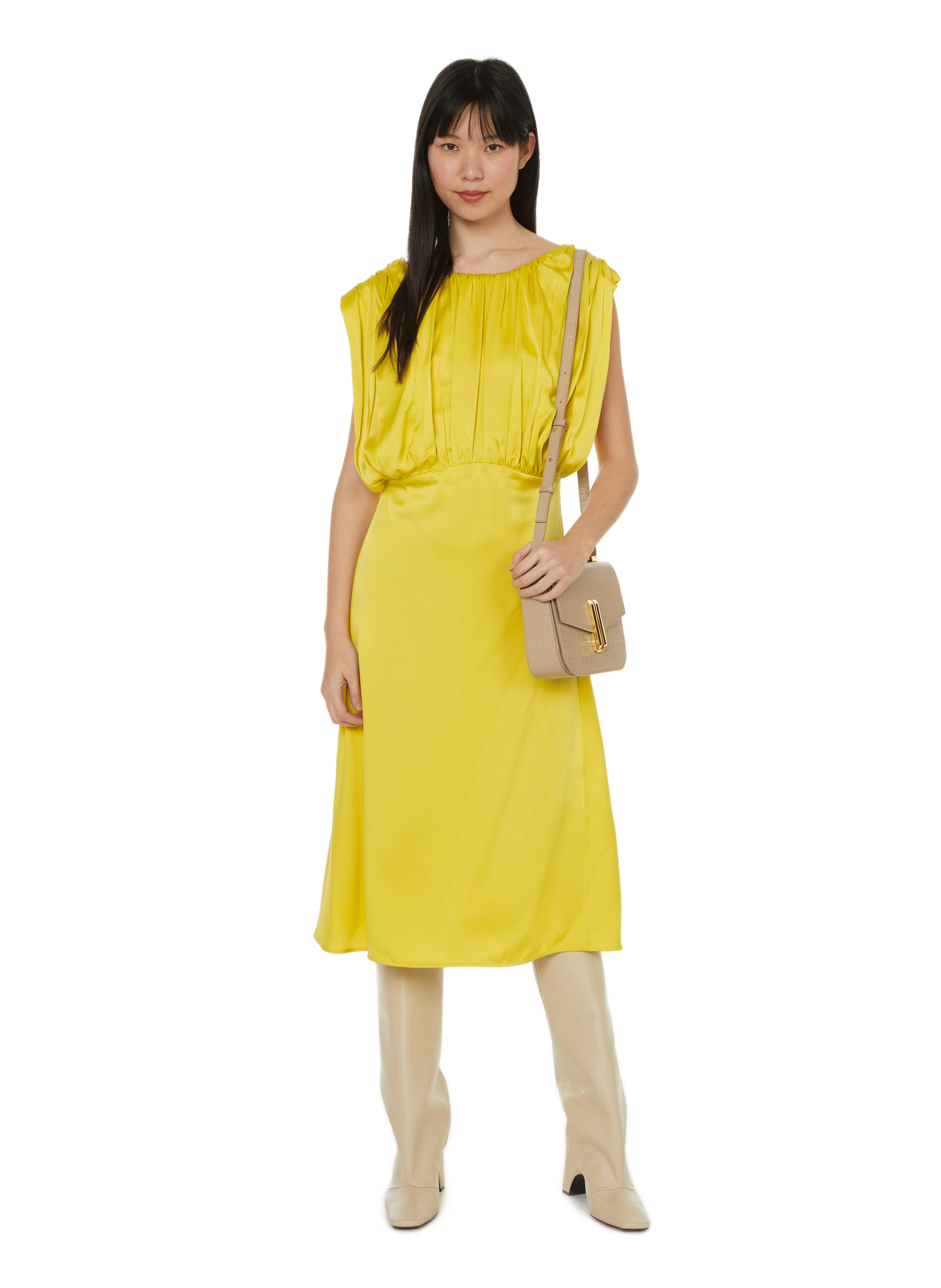 JIL SANDER Robe satinée Jaune