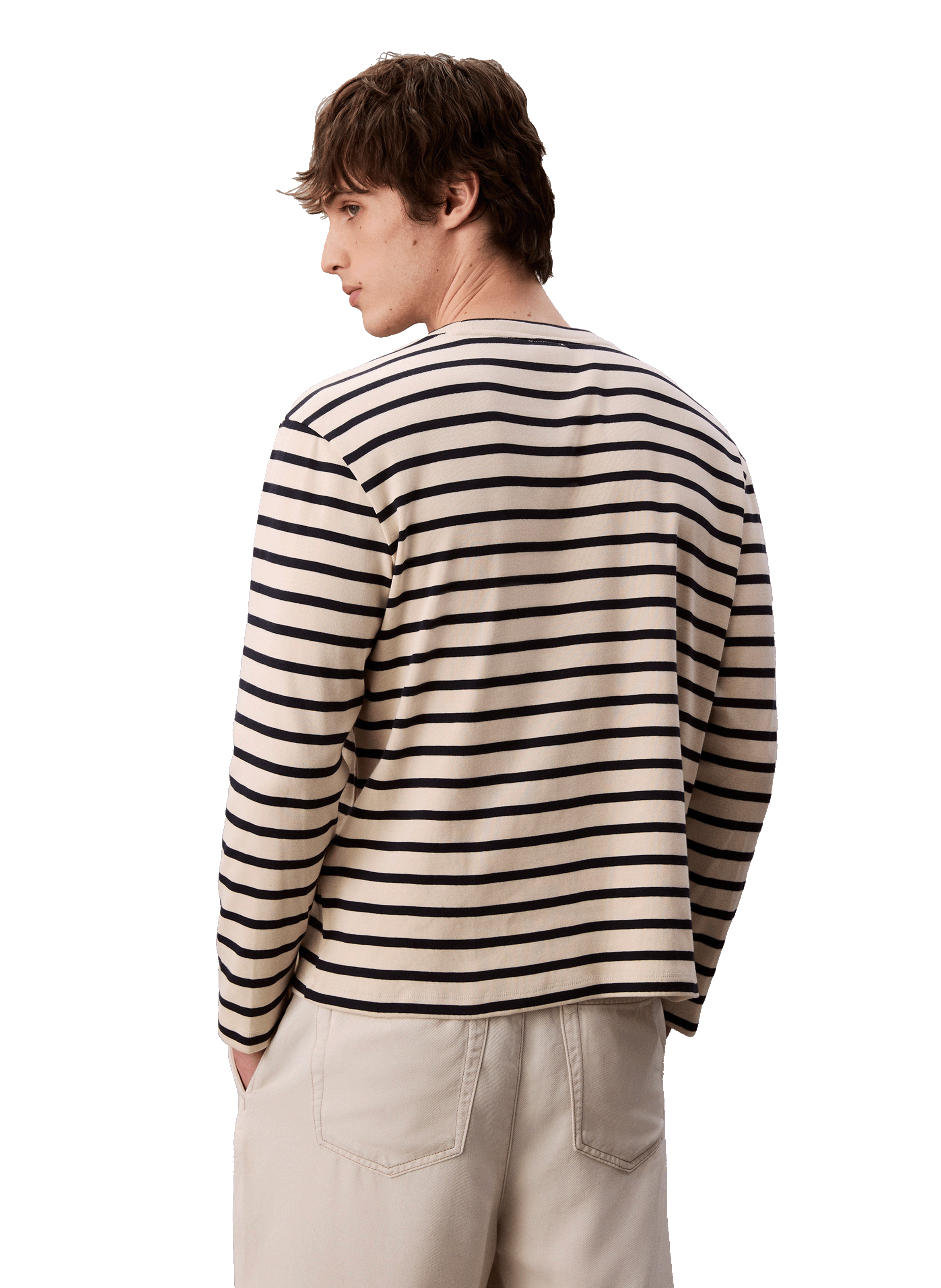 T-shirt rayé en coton CALVIN KLEIN Beige