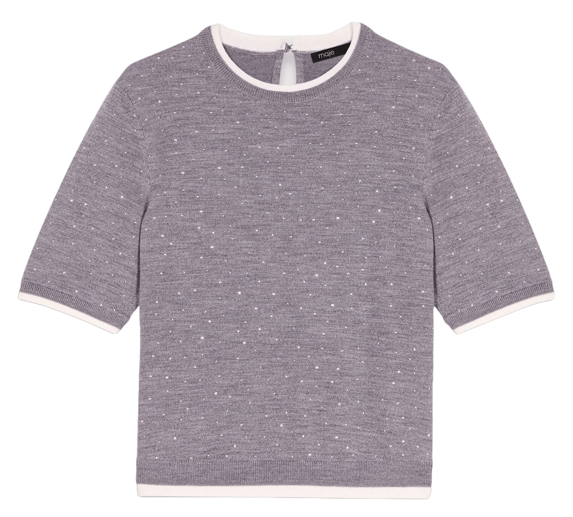 Pull col rond en laine mélangée Gris