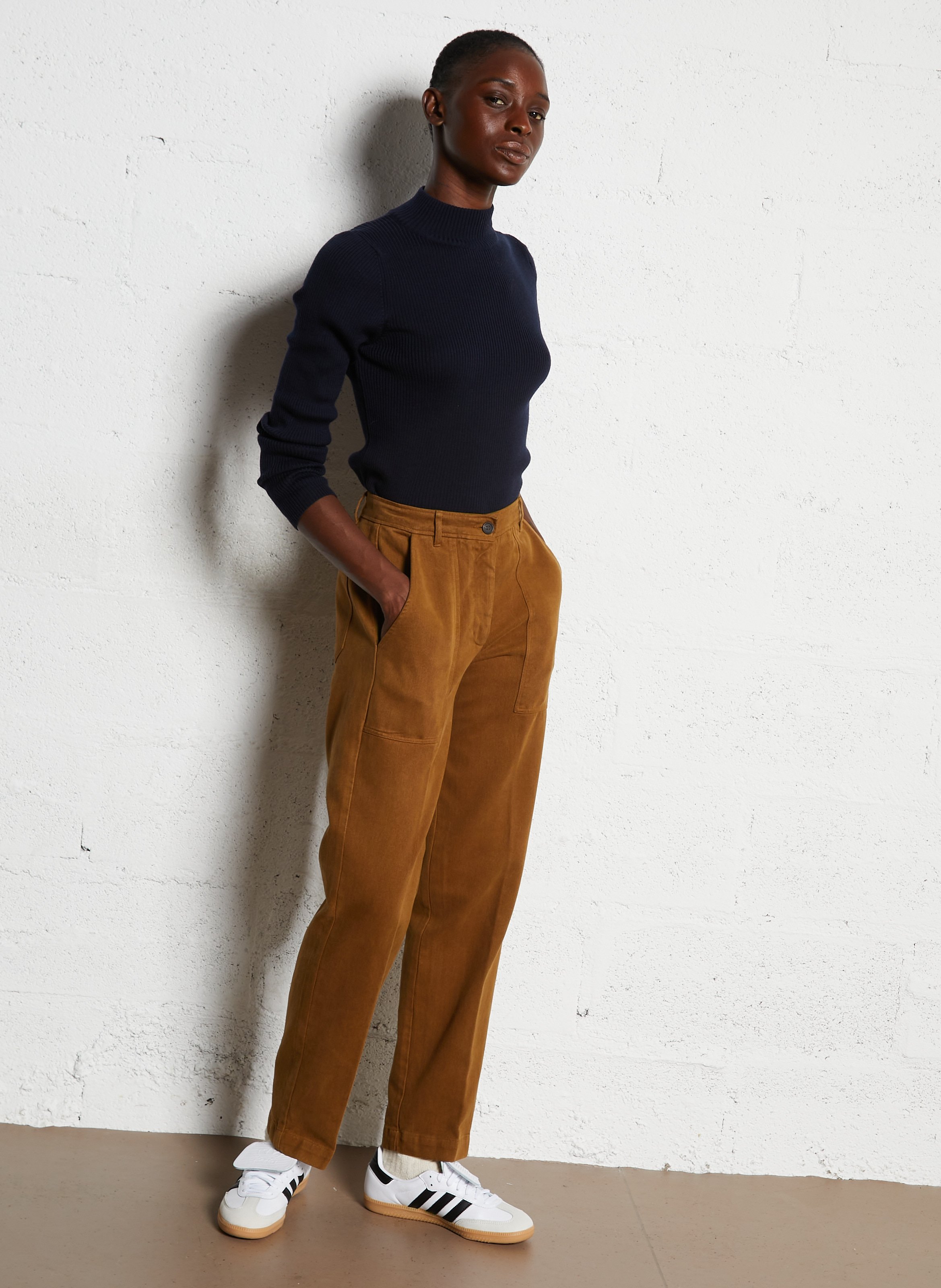 Pull col montant côtelé en laine combourg ARMOR-LUX Bleu