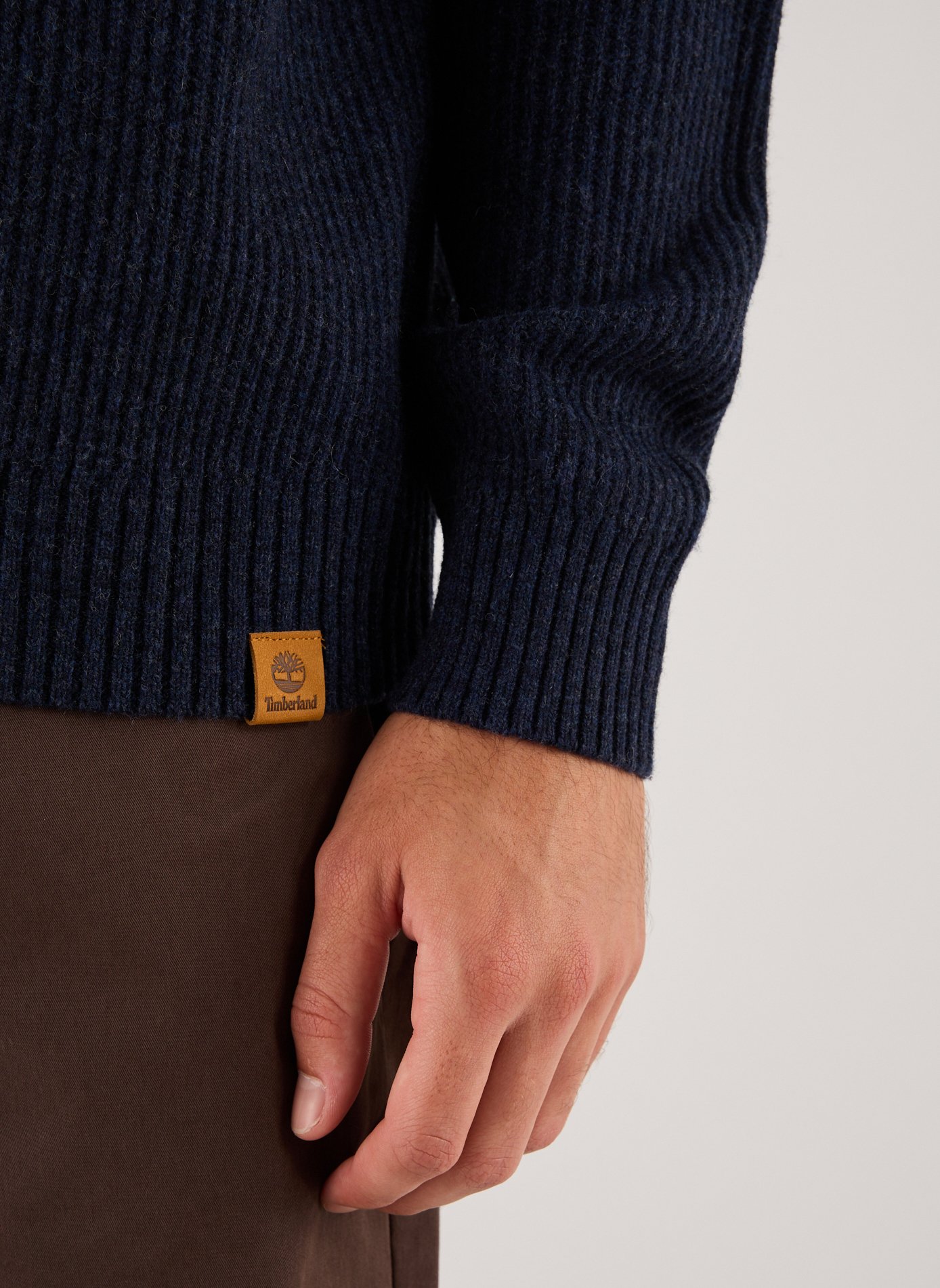 Straight ribbed knit cotton blend sweater TIMBERLAND Blue