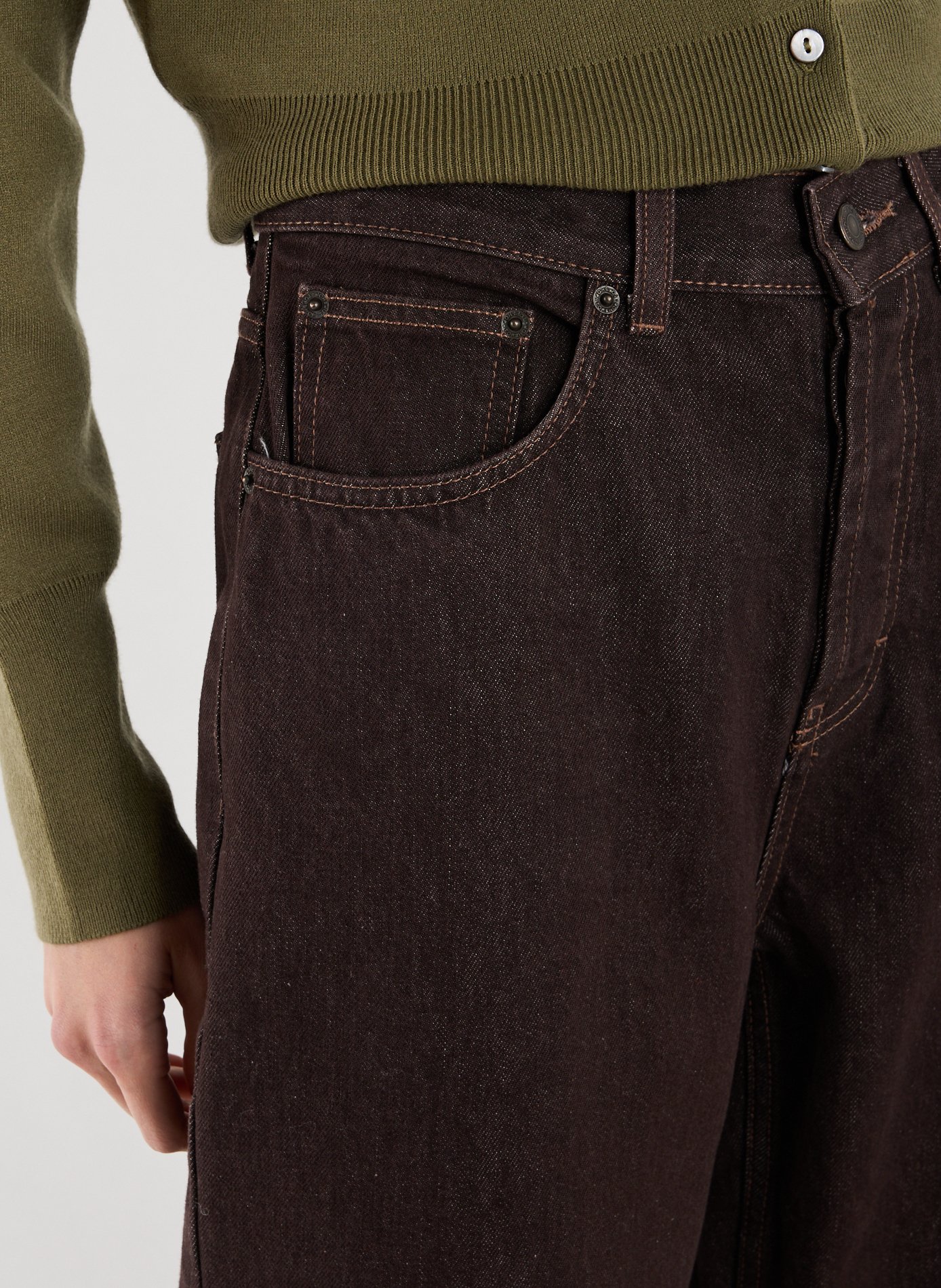 Jean large en coton TOPSHOP Marron