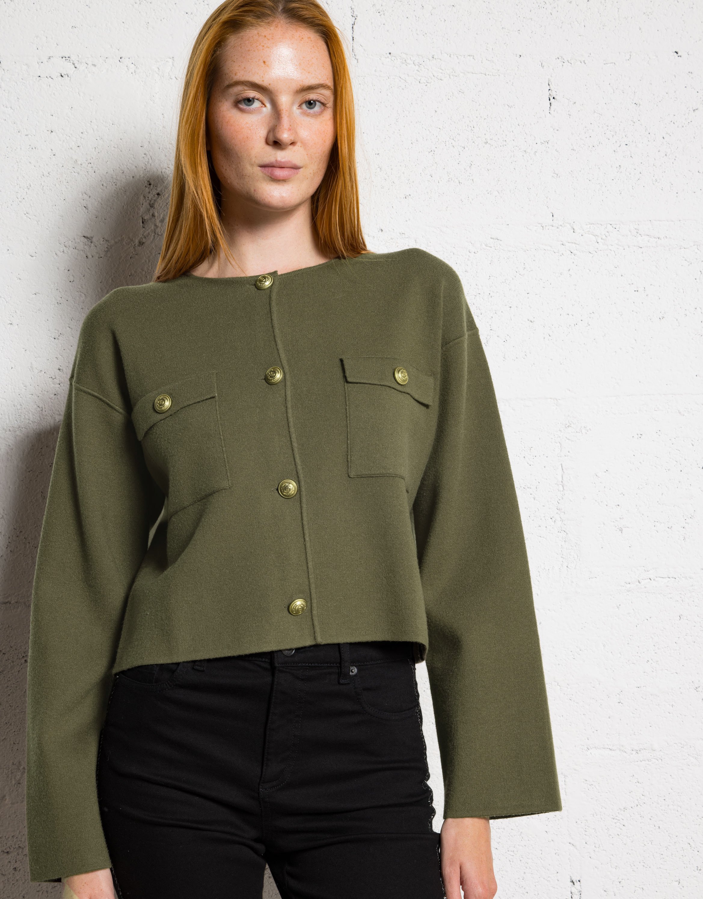 Cardigan oversize col rond IKKS Kaki