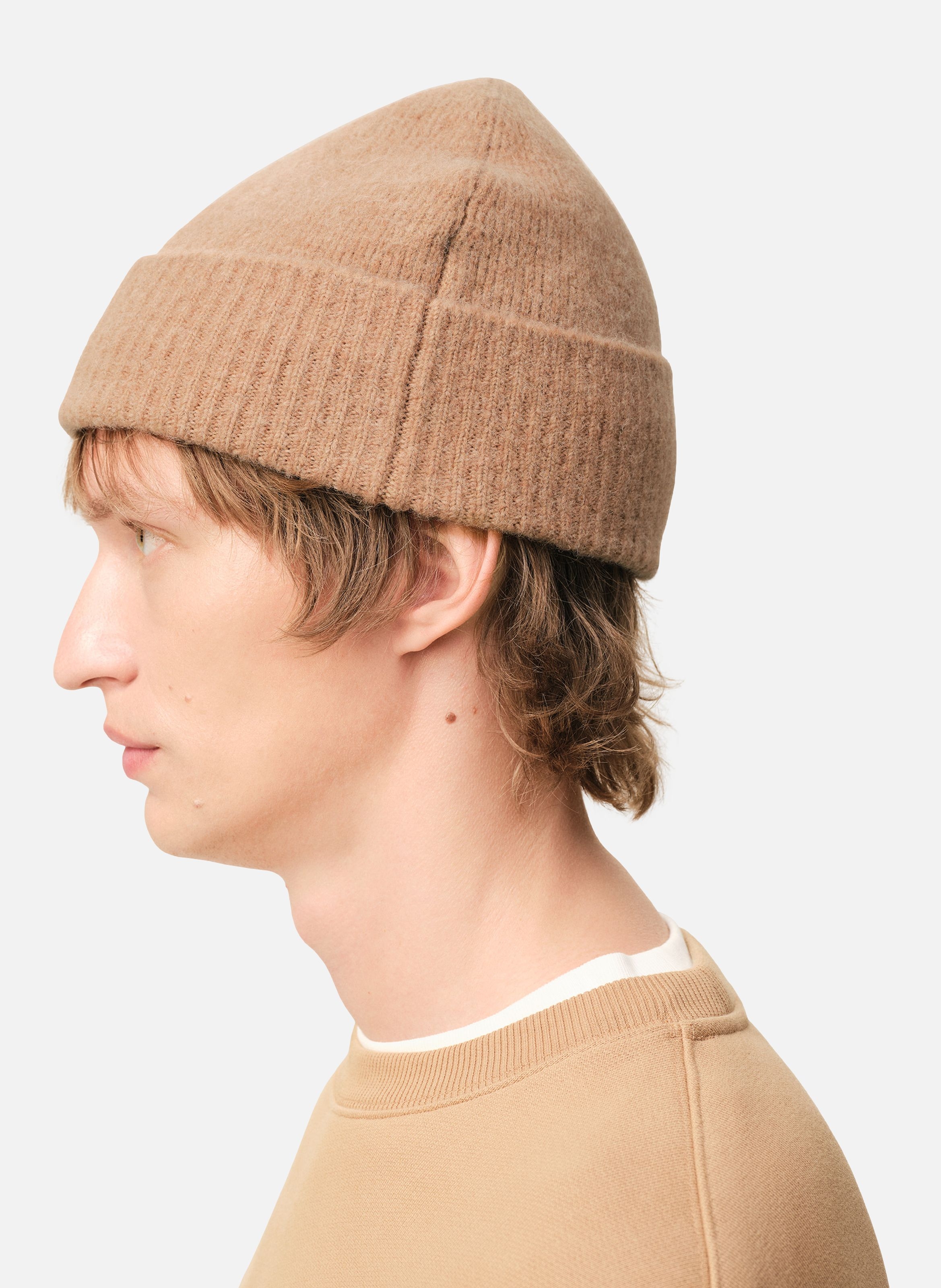 Bonnet ami de coeur en alpaga unisexe AMI PARIS Marron