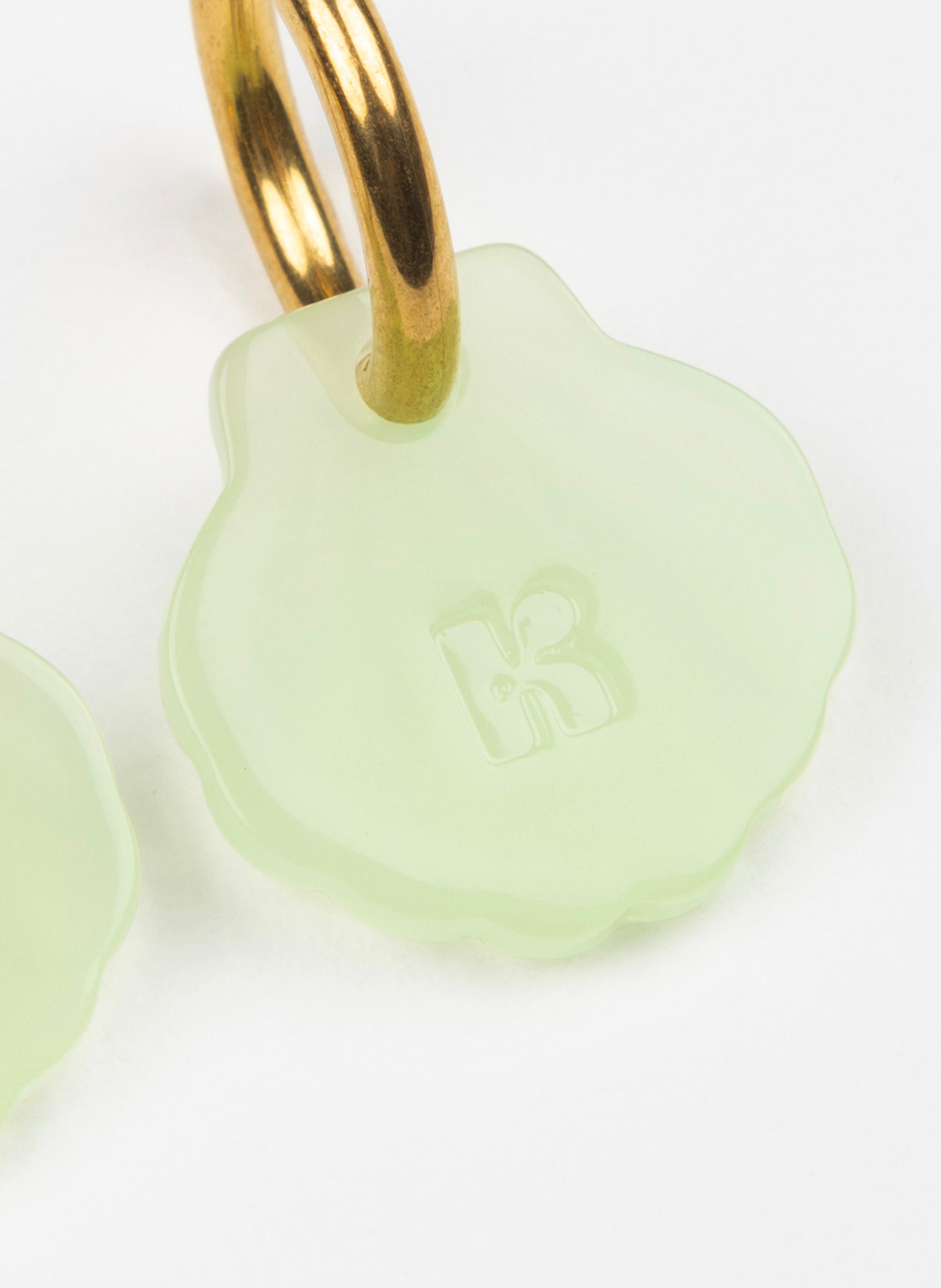 Boucles d'oreilles baby mermaid avec anneaux en acier inoxydable argenté KURAGE GINZA Vert