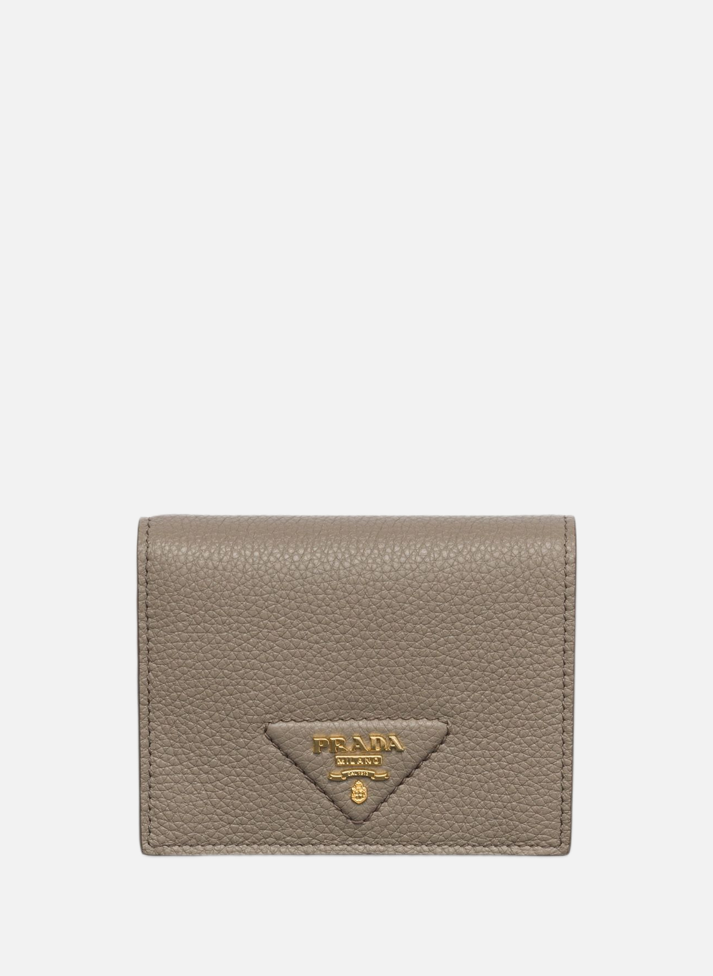 Petit portefeuille en cuir PRADA Gris