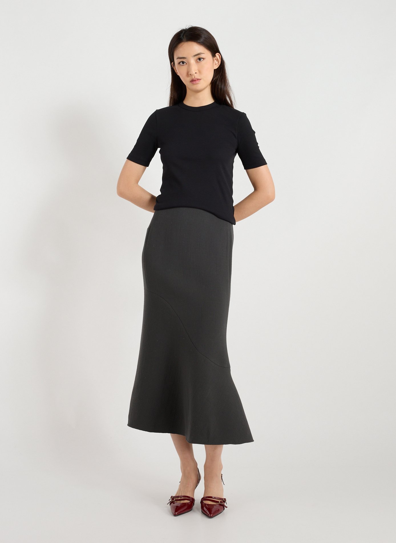 Cotton-blend round-neck T-shirt TOTEME Black