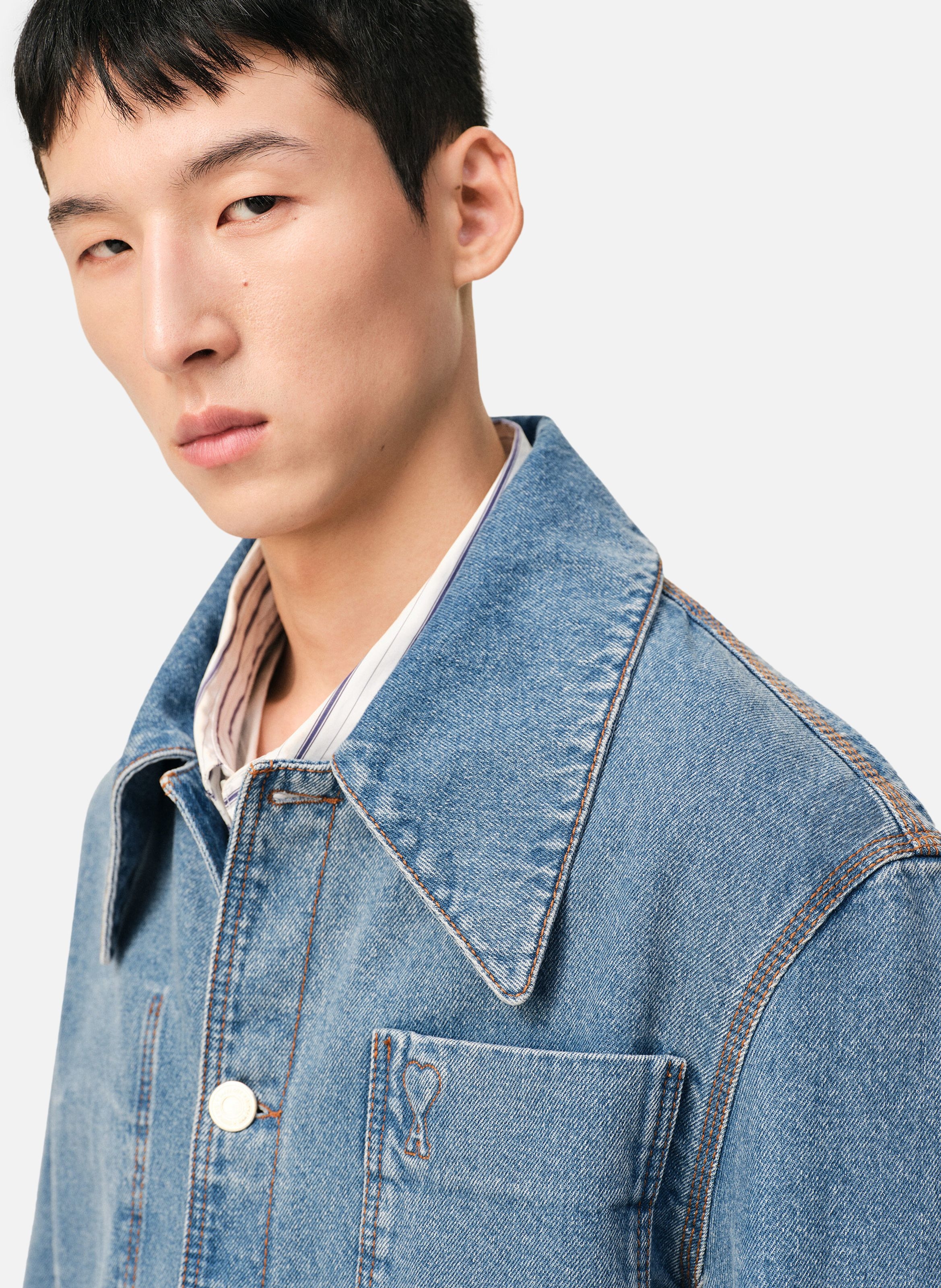 Surchemise worker ami de coeur unisexe en coton AMI PARIS Bleu