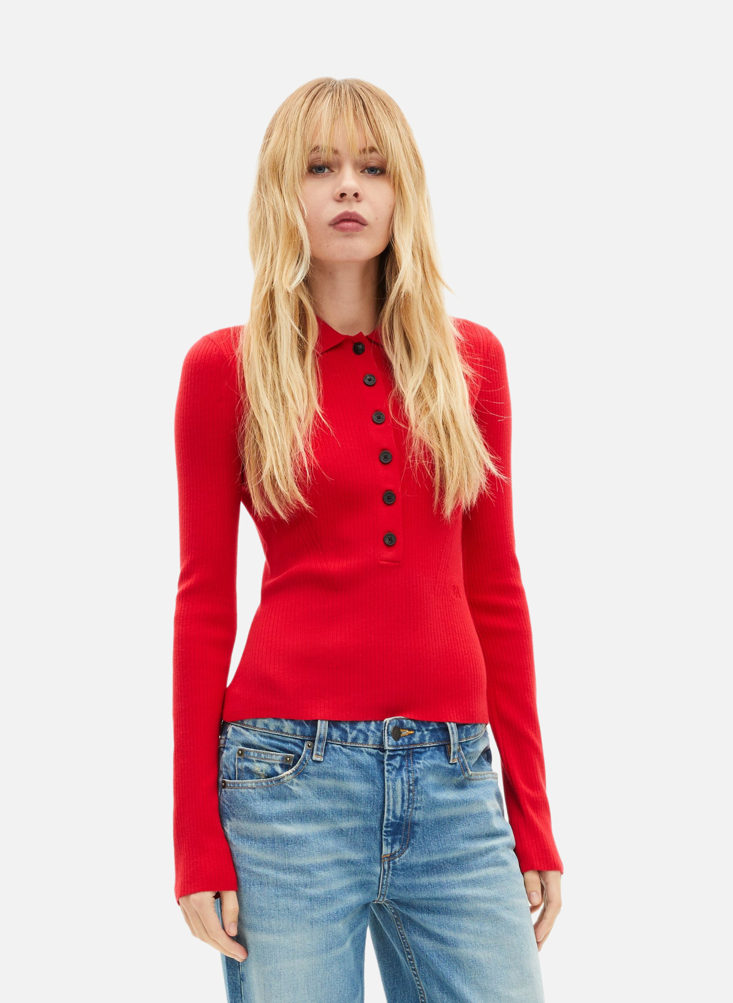 Pull en maille côtelée RougeTHE KOOPLES