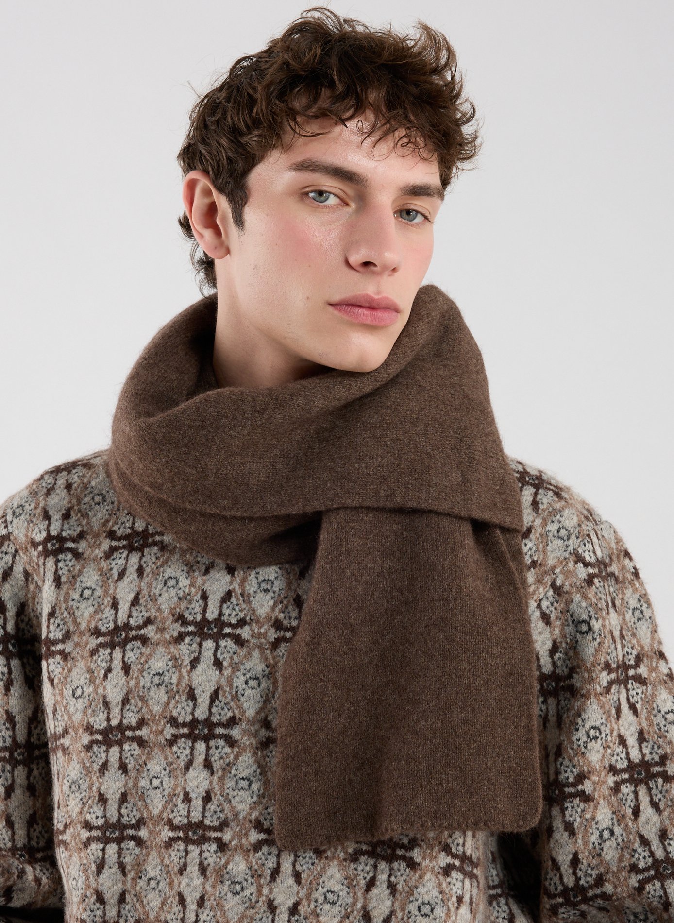 Wool and angora scarf MACKIE Brown