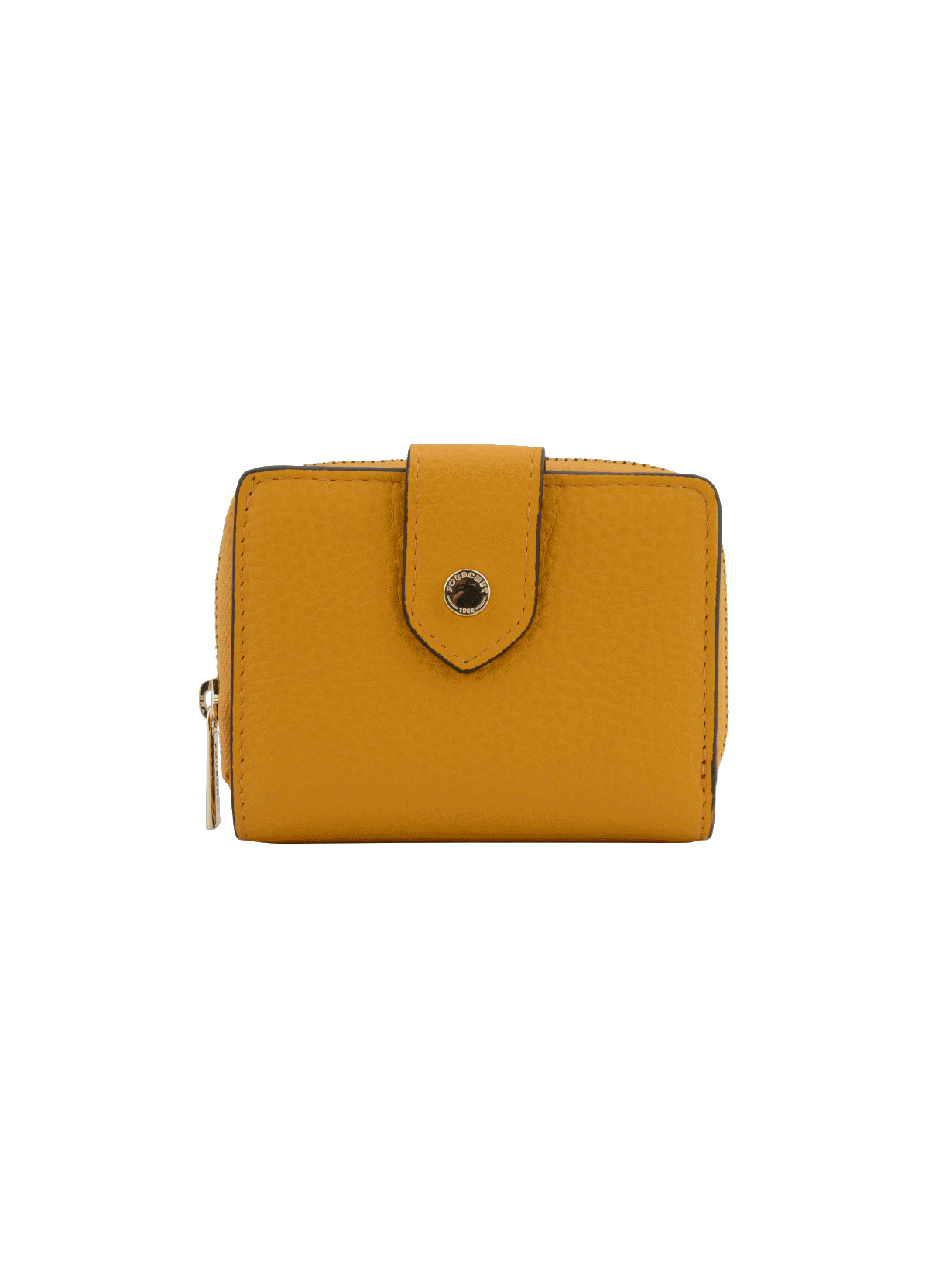 Club | porte monnaie à rabat en cuir de veau POURCHET Jaune