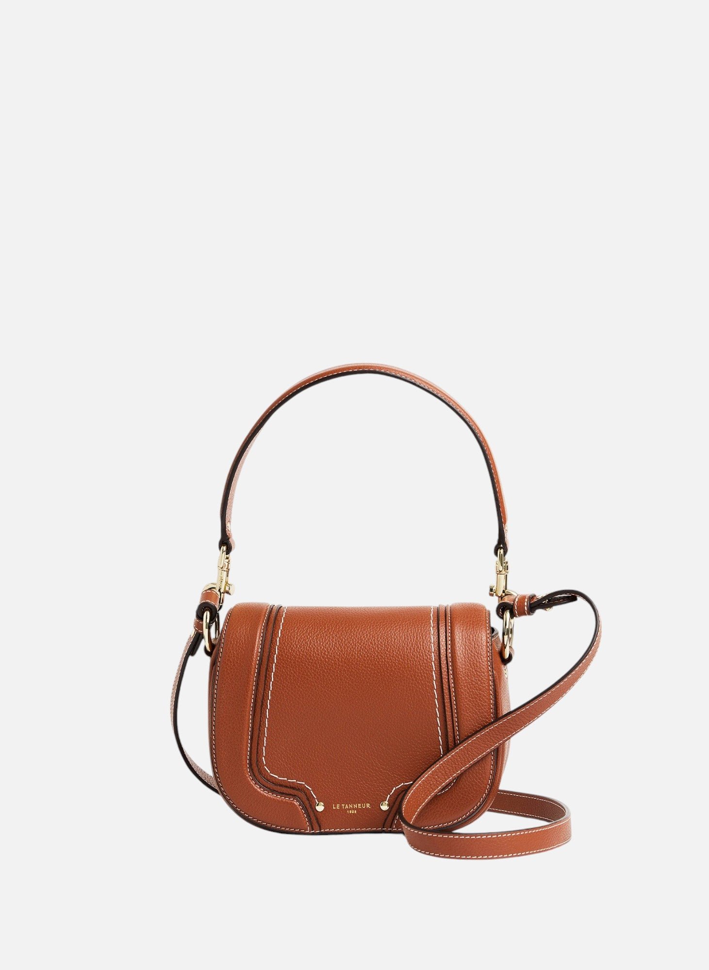 Petit sac bandoulière ella en cuir grainé LE TANNEUR Marron
