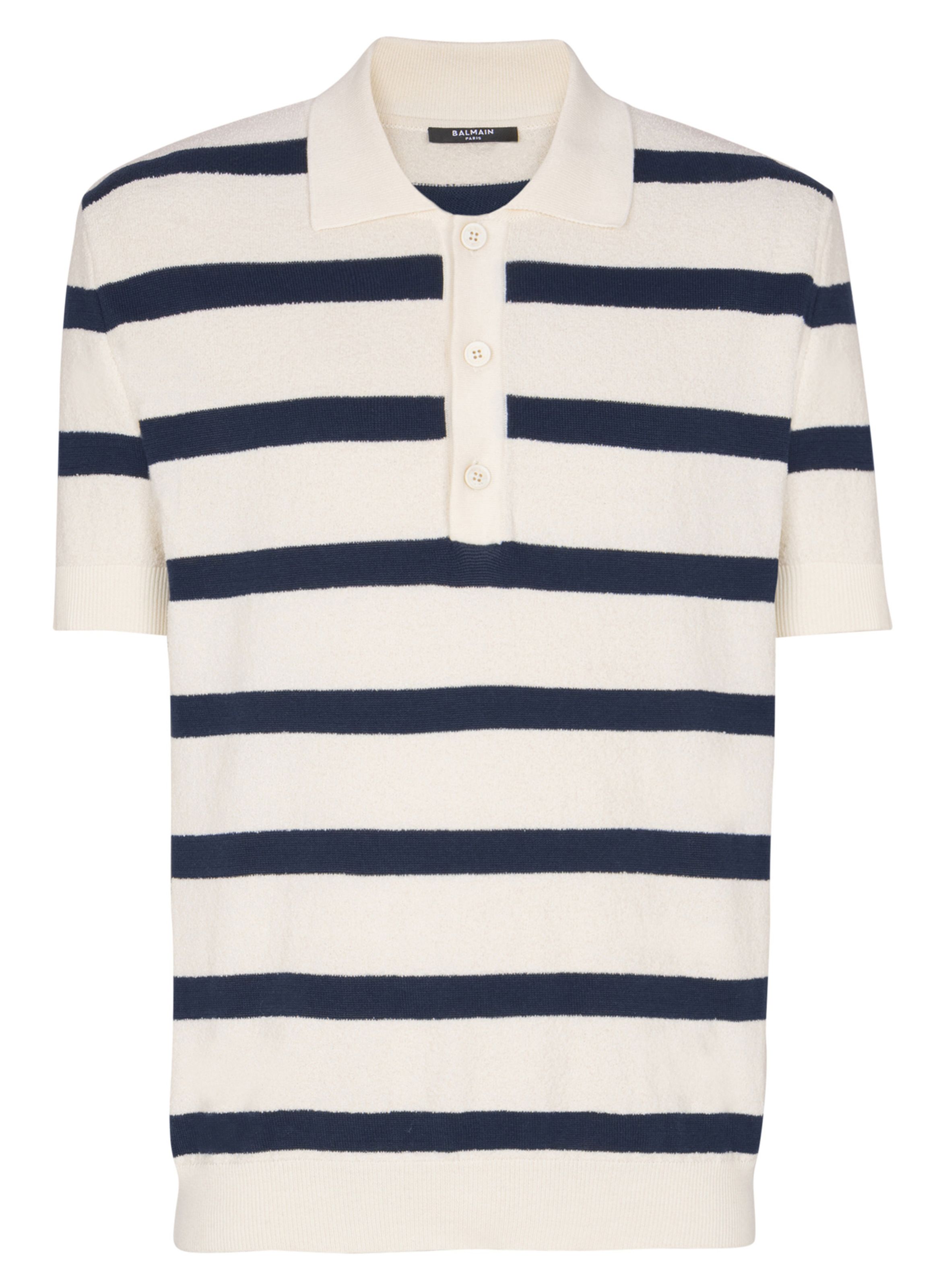 Polo balmain marinière en coton BALMAIN Blanc