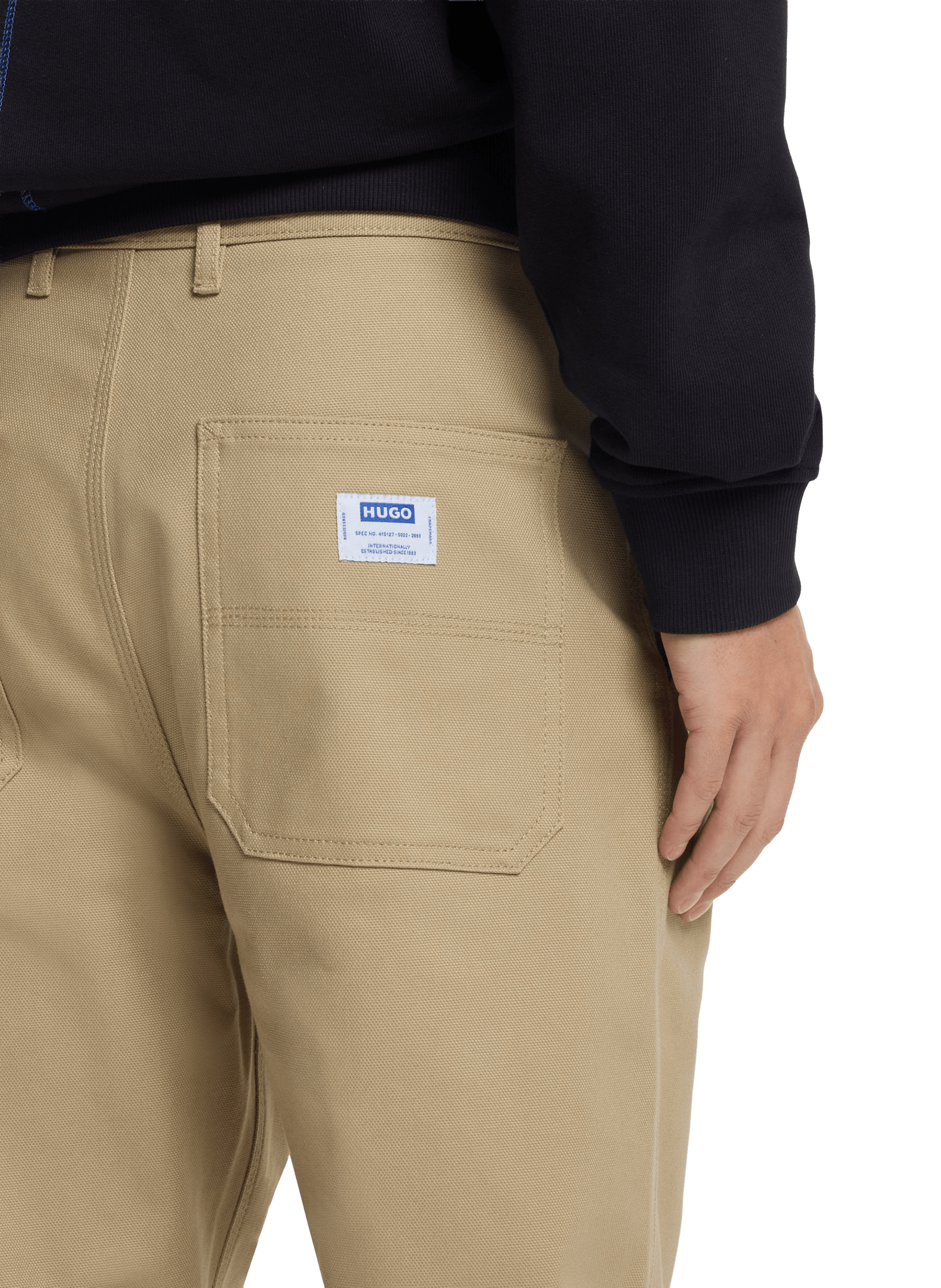 Pantalon droit en coton mélangé HUGO BLUE Beige