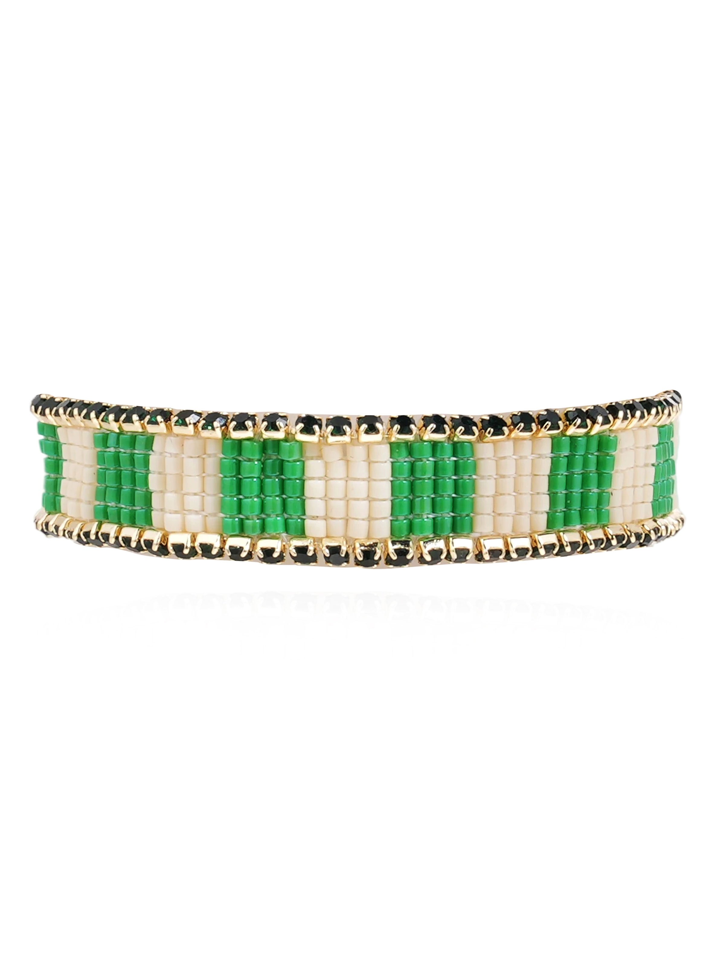 Bracelet reglable perles tissées colorées safie HIPANEMA Vert