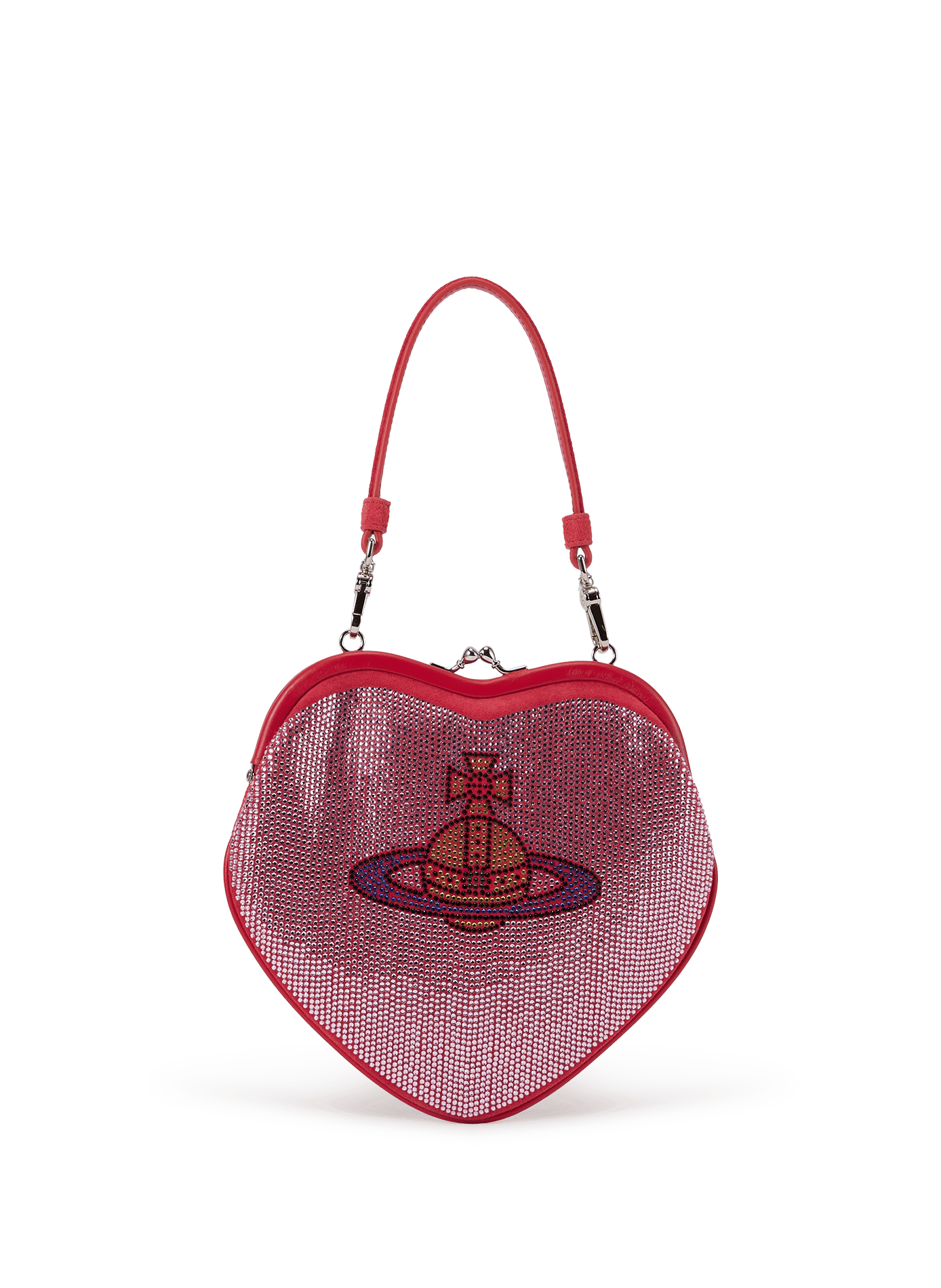 Pochette coeur à strass en cuir VIVIENNE WESTWOOD Rose