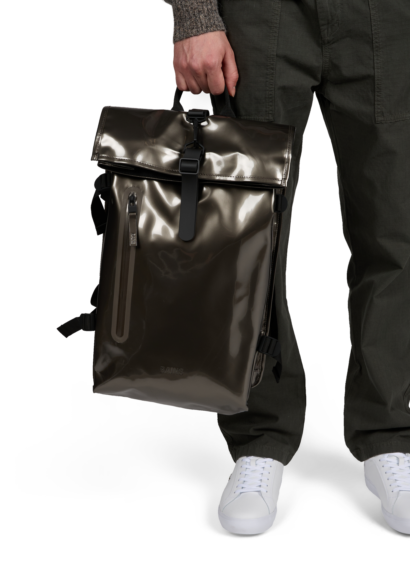 Rolltop Rucksack Large Backpack RAINS Silver