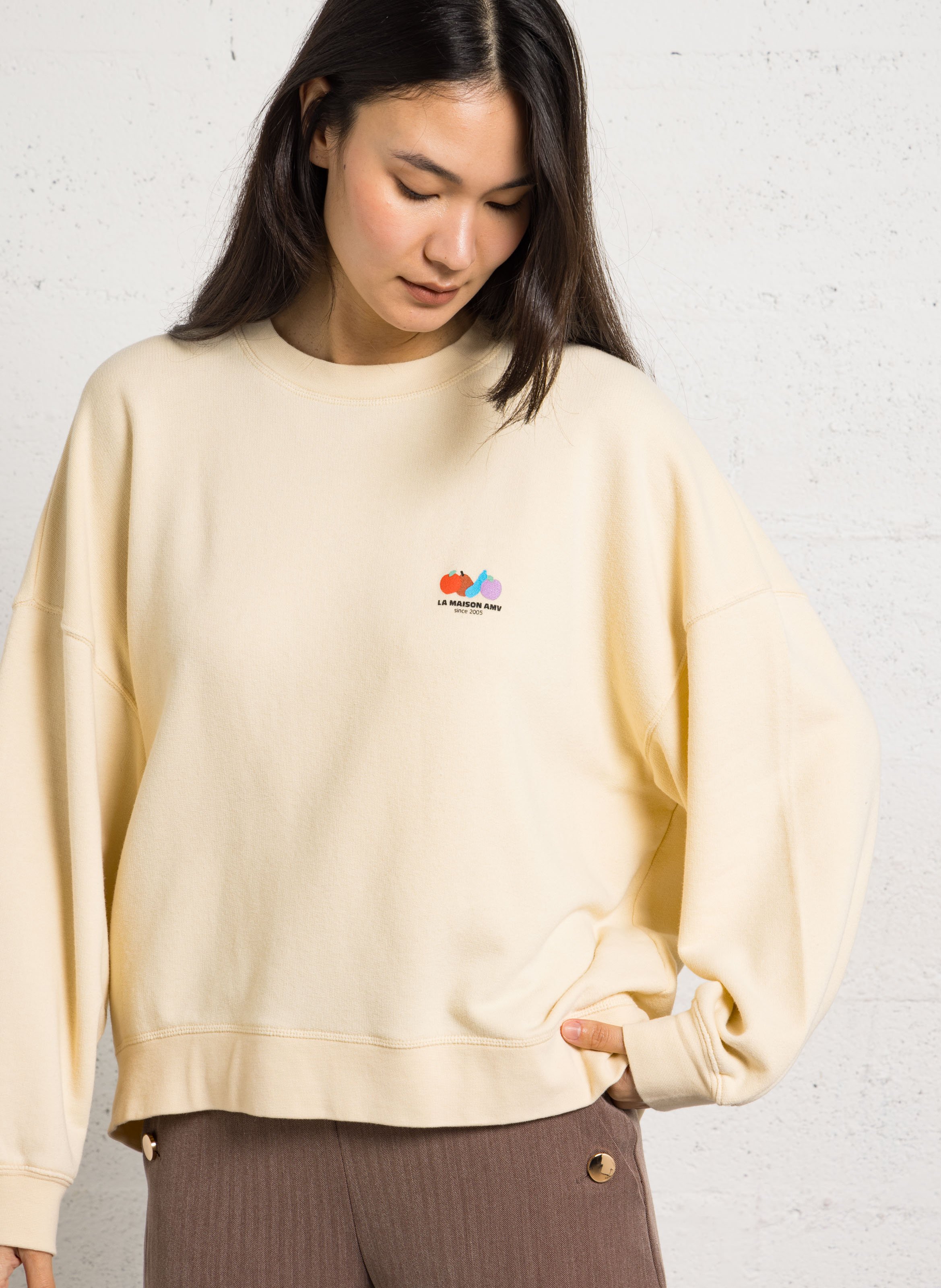 Sweat oversize col rond en coton mélangé atubay AMERICAN VINTAGE Beige
